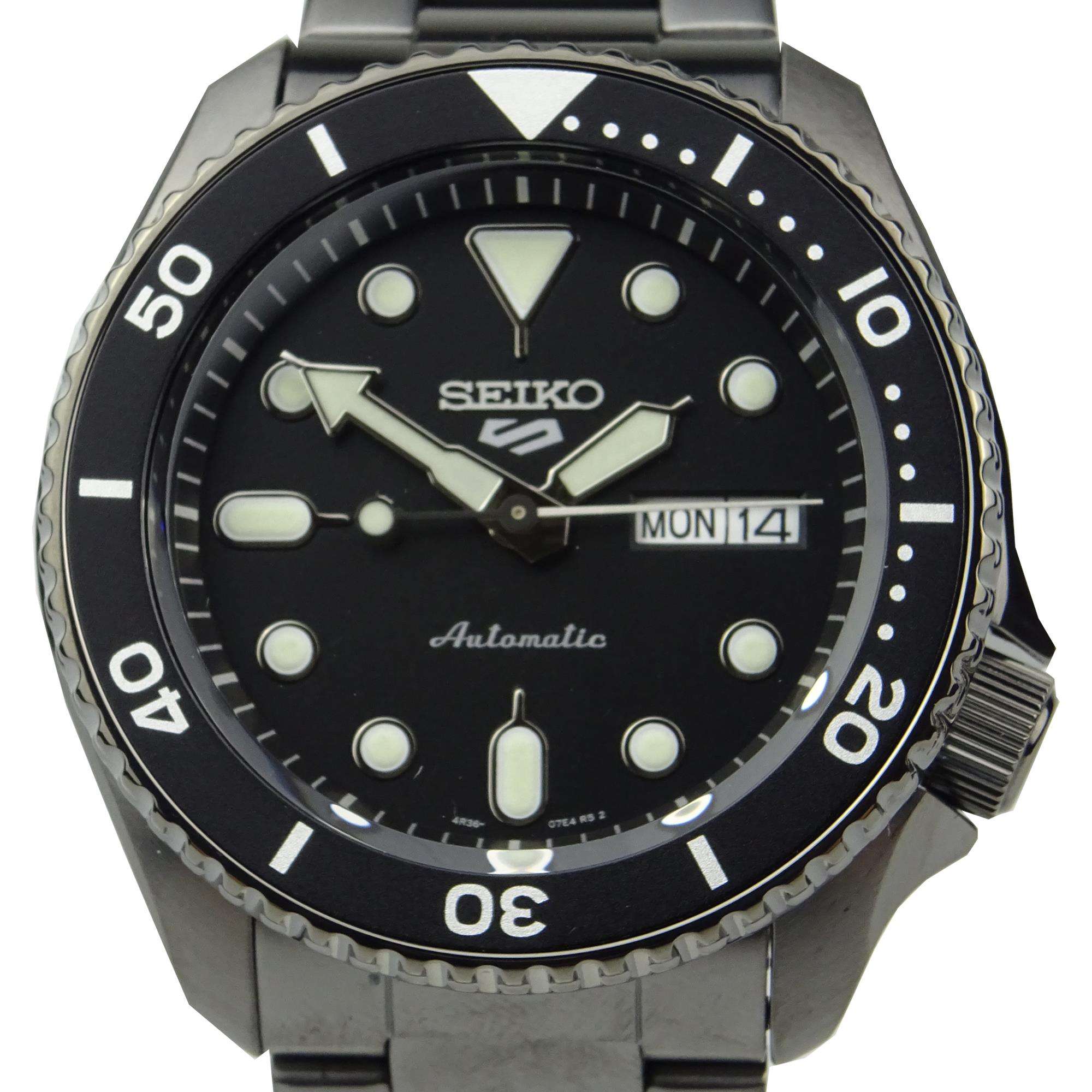 Seiko 5 Sports Automatik Schwarzes Zifferblatt Edelstahlarmband Herren Uhr SRPD65K1