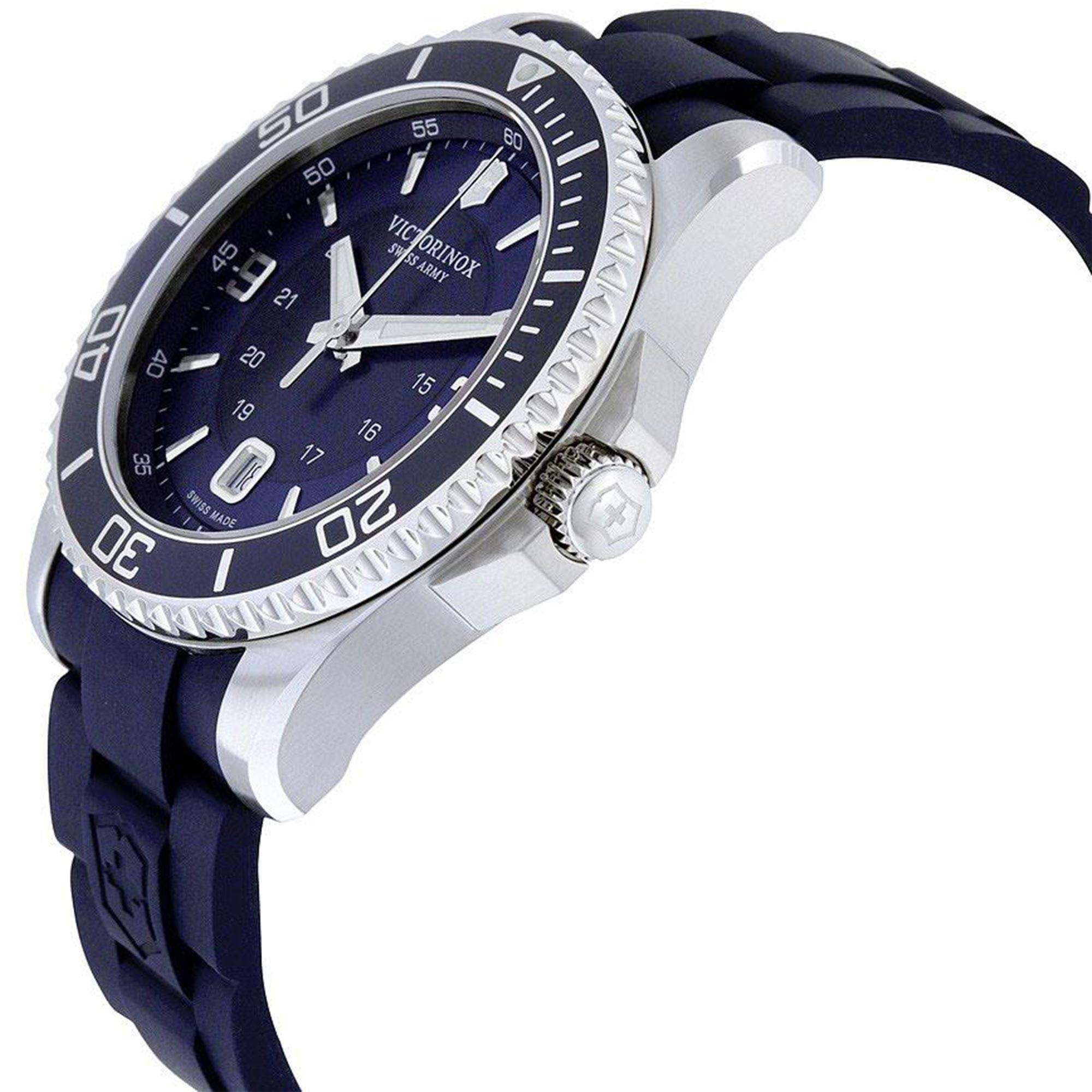 Victorinox Swiss Army Maverick Large Quartz Blaues Zifferblatt Blaues Gummiarmband Herren Uhr 241603