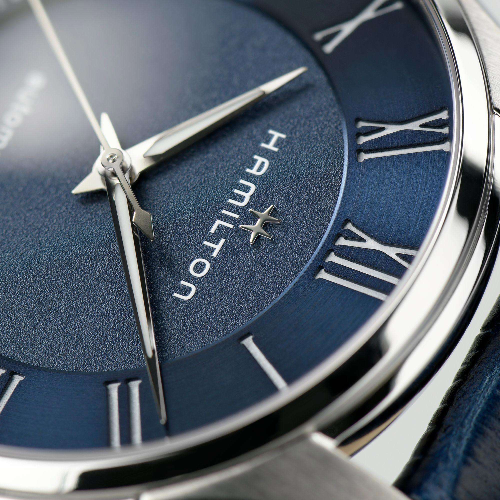 Hamilton Jazzmaster 40mm Blaues Zifferblatt Leder Herren Automatik Uhr H42535640