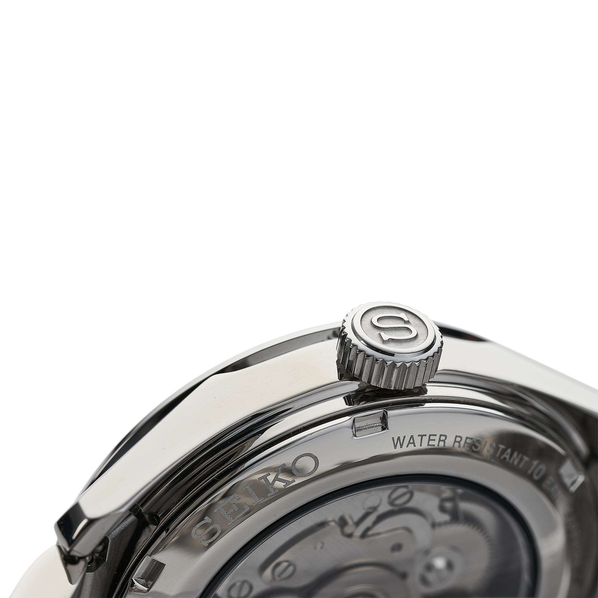Seiko Presage Sharp Edge Series Automatik Schwarzes Zifferblatt Silber Edelstahl Herren Uhr SPB203J1