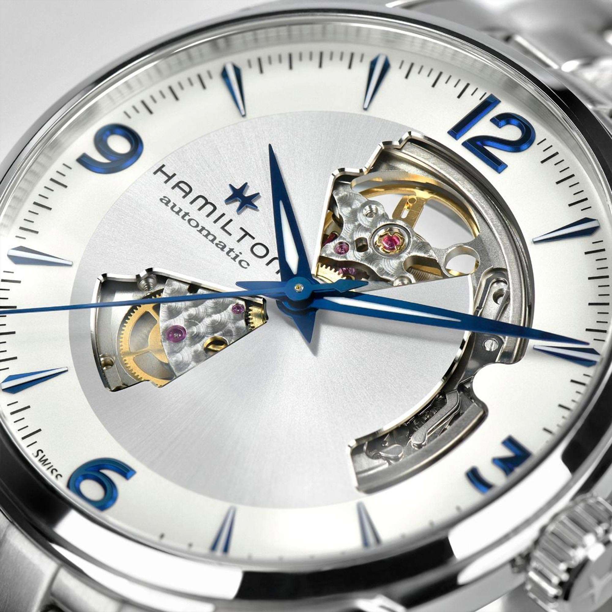 Hamilton Jazzmaster 40mm Offenes Herz Silbernes Zifferblatt Stahl Herren Automatik Uhr H32705152