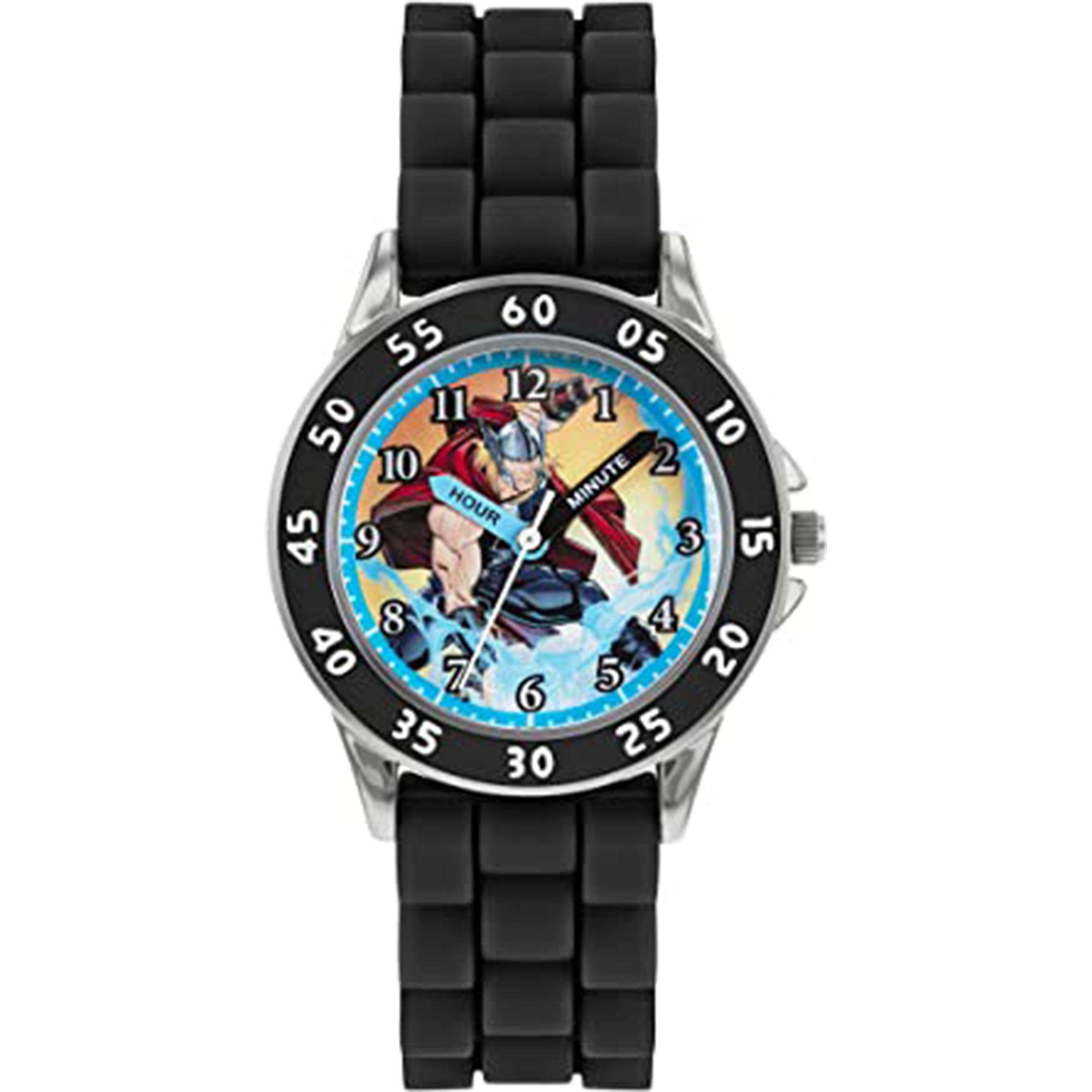 Disney Avengers Quartz Thor Dial Black Rubber Strap Boys Watch AVG9035