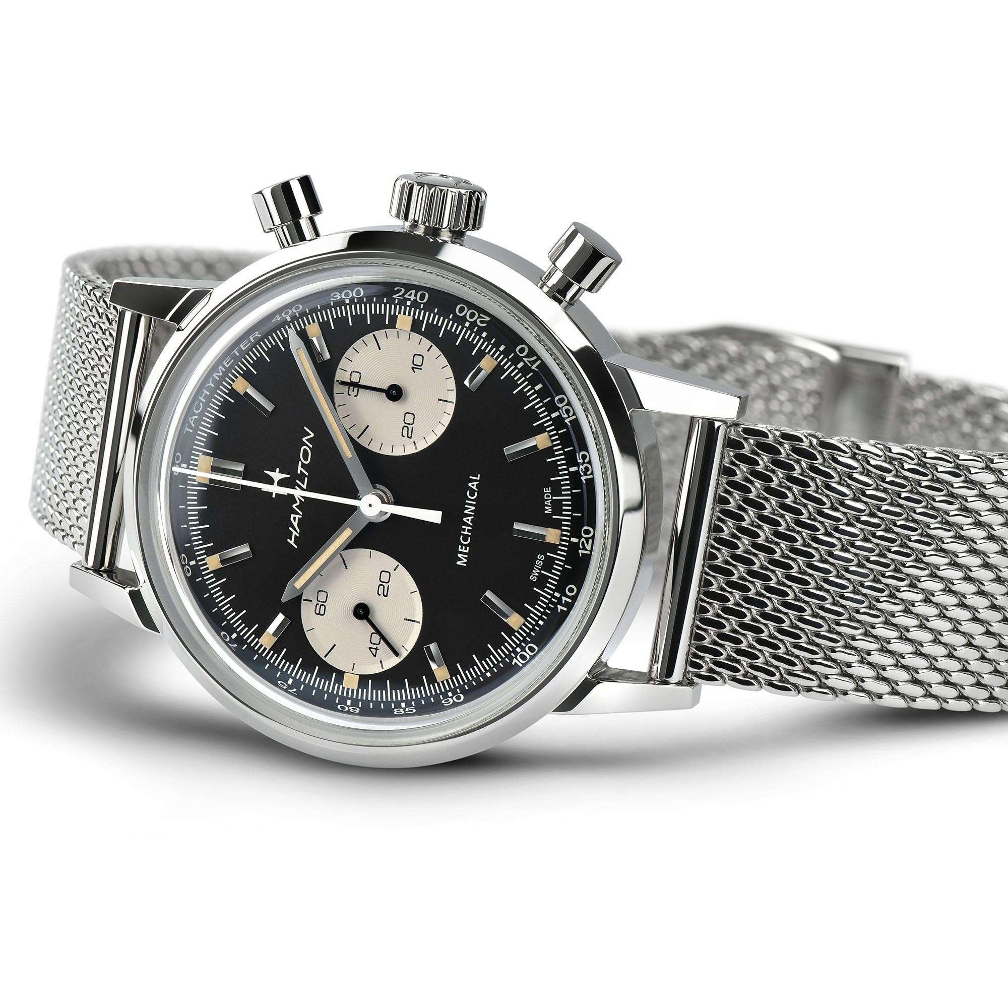 Hamilton American Classic 40mm Chronograph Black Dial Steel Mens Mechanical Watch H38429130