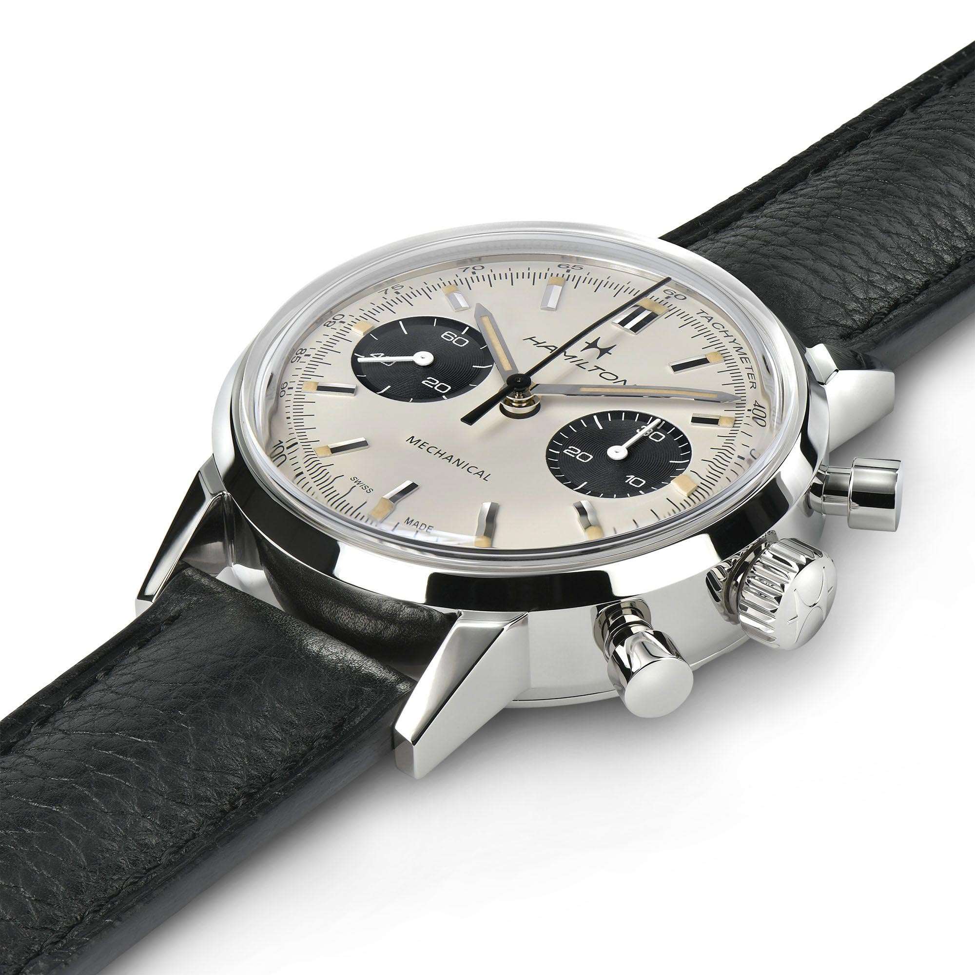 Hamilton American Classic 40mm Chronograph White Dial Leather Mens Automatic Watch H38429710
