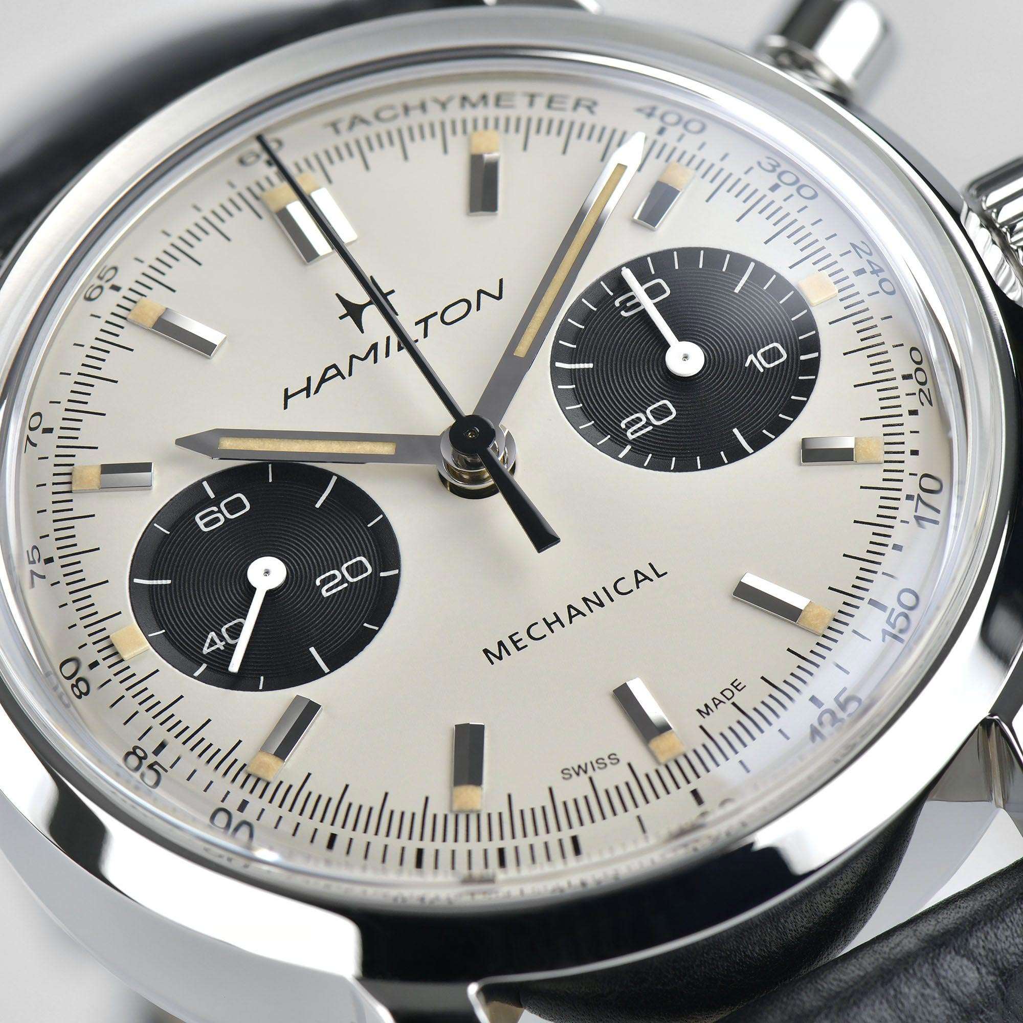 Hamilton American Classic 40mm Chronograph White Dial Leather Mens Automatic Watch H38429710