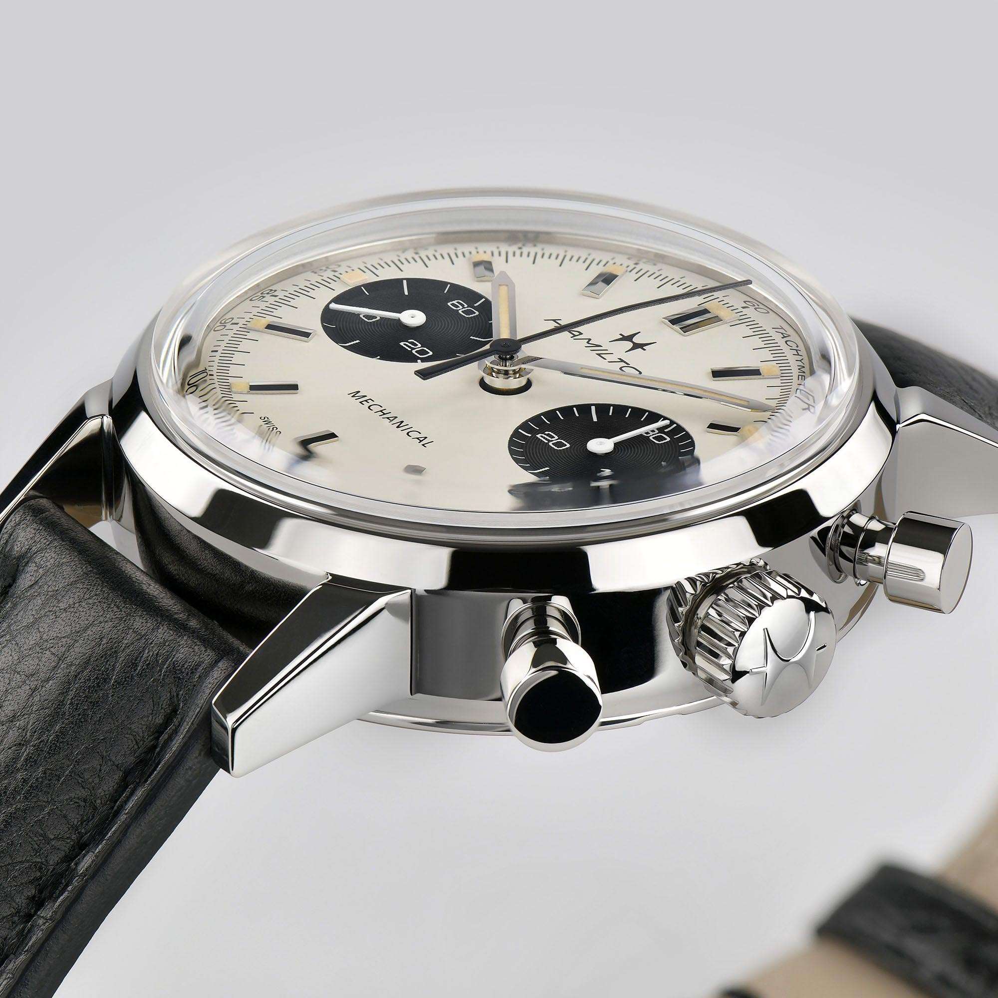 Hamilton American Classic 40mm Chronograph White Dial Leather Mens Automatic Watch H38429710