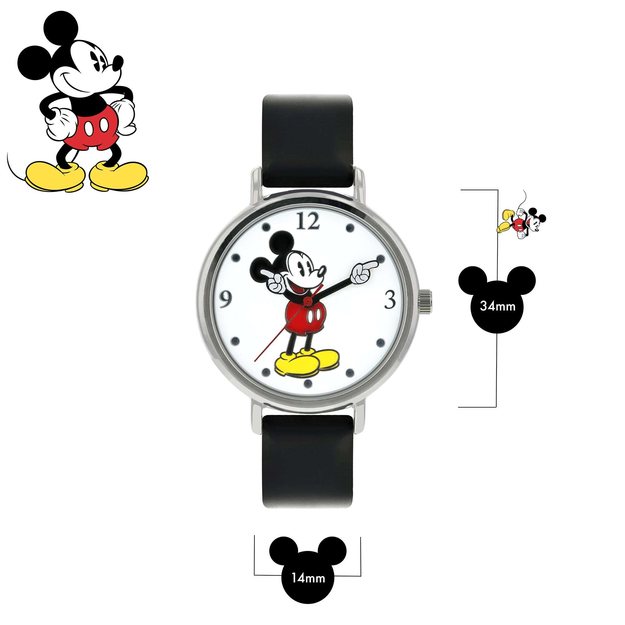 Disney Mickey Mouse Quarz Bewegung Lederarmband Uhr MK1315