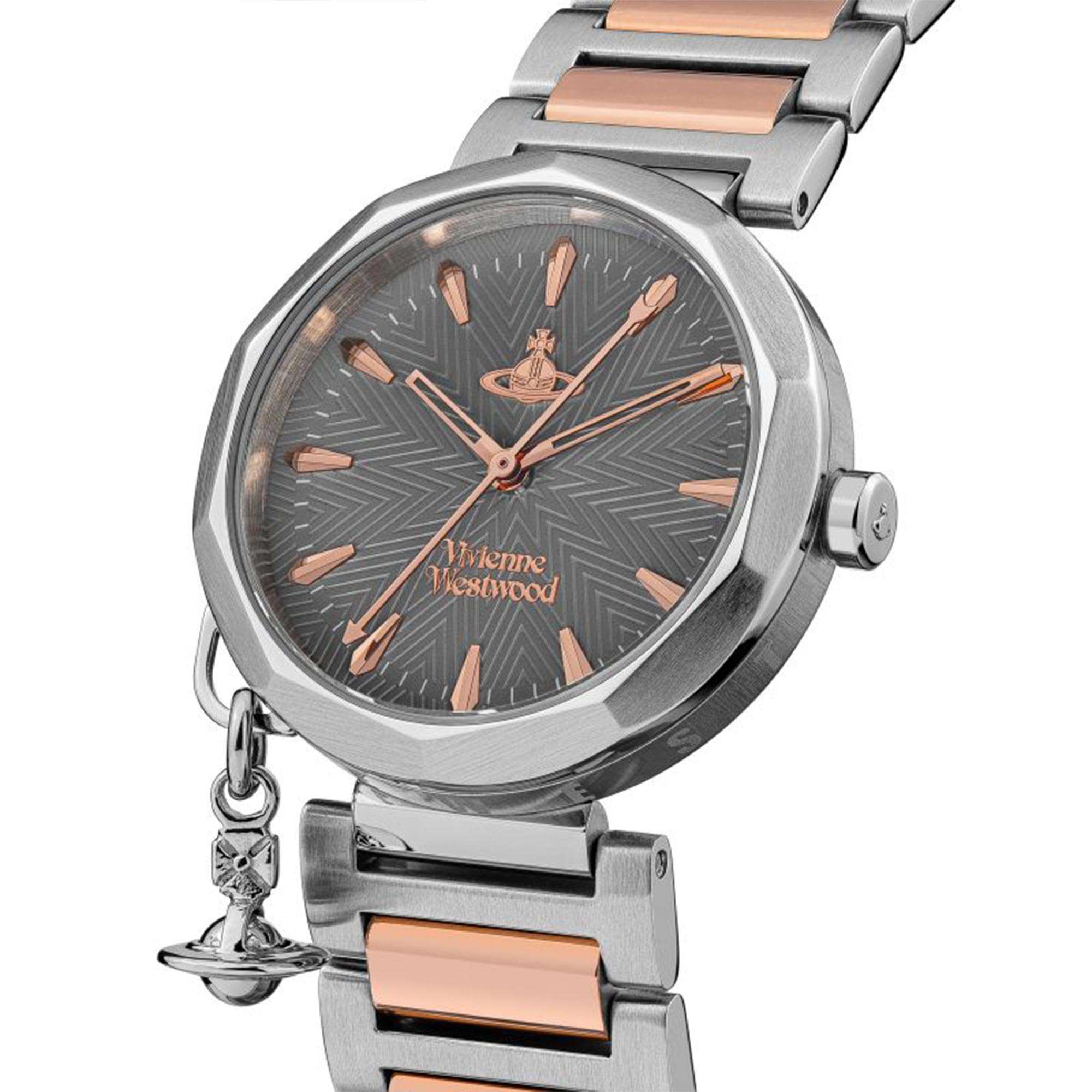 Vivienne Westwood Poplar Quarzwerk Graues Zifferblatt Edelstahlarmband Damen Uhr VV246GYSR
