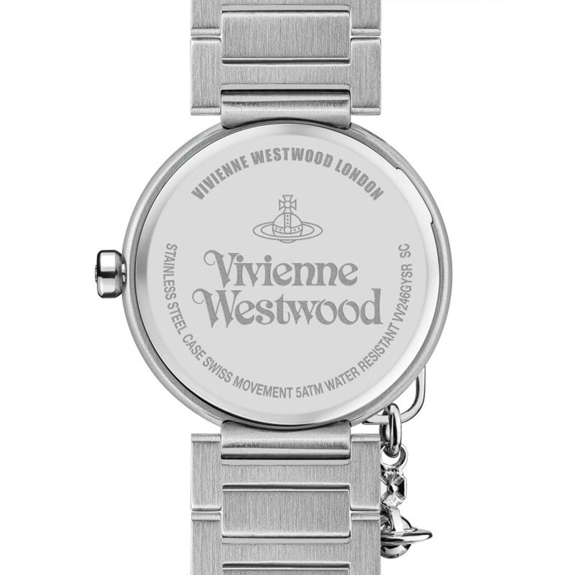 Vivienne Westwood Poplar Quarzwerk Graues Zifferblatt Edelstahlarmband Damen Uhr VV246GYSR