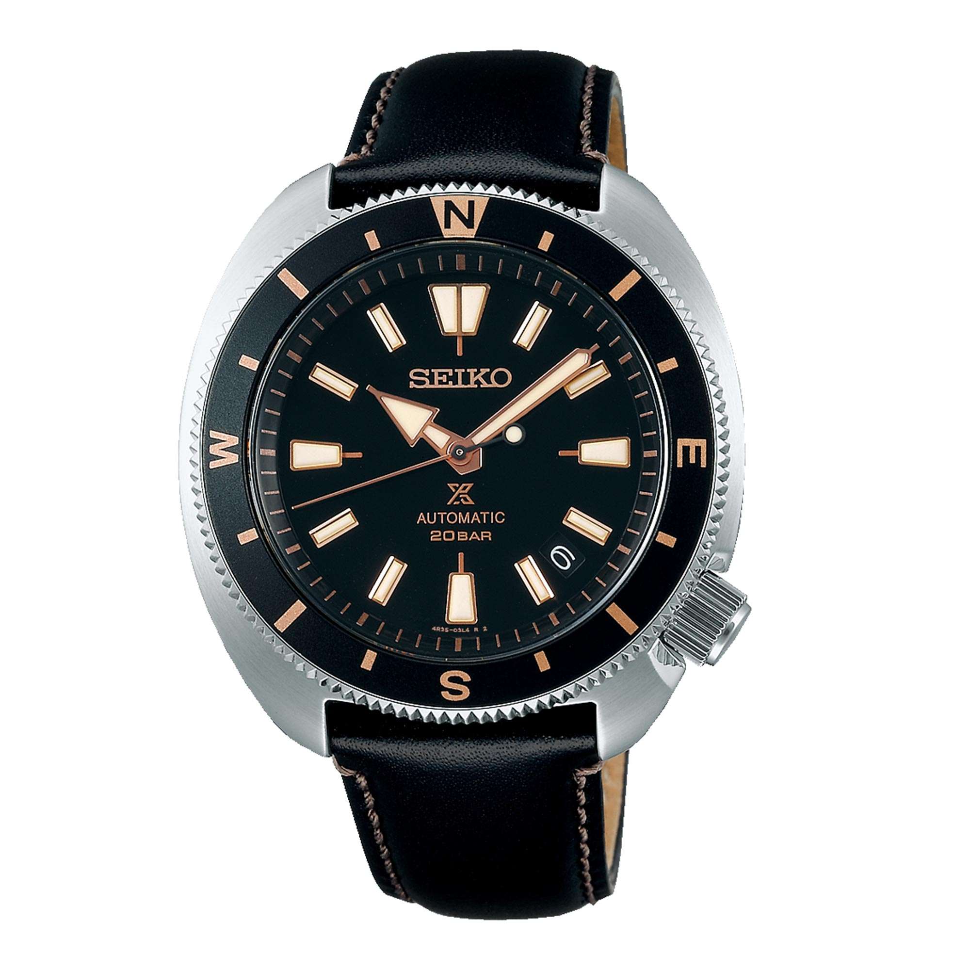 Seiko Prospex Tortoise Automatic Movement Black Dial Leather Bracelet Men’s Watch SRPG17K1
