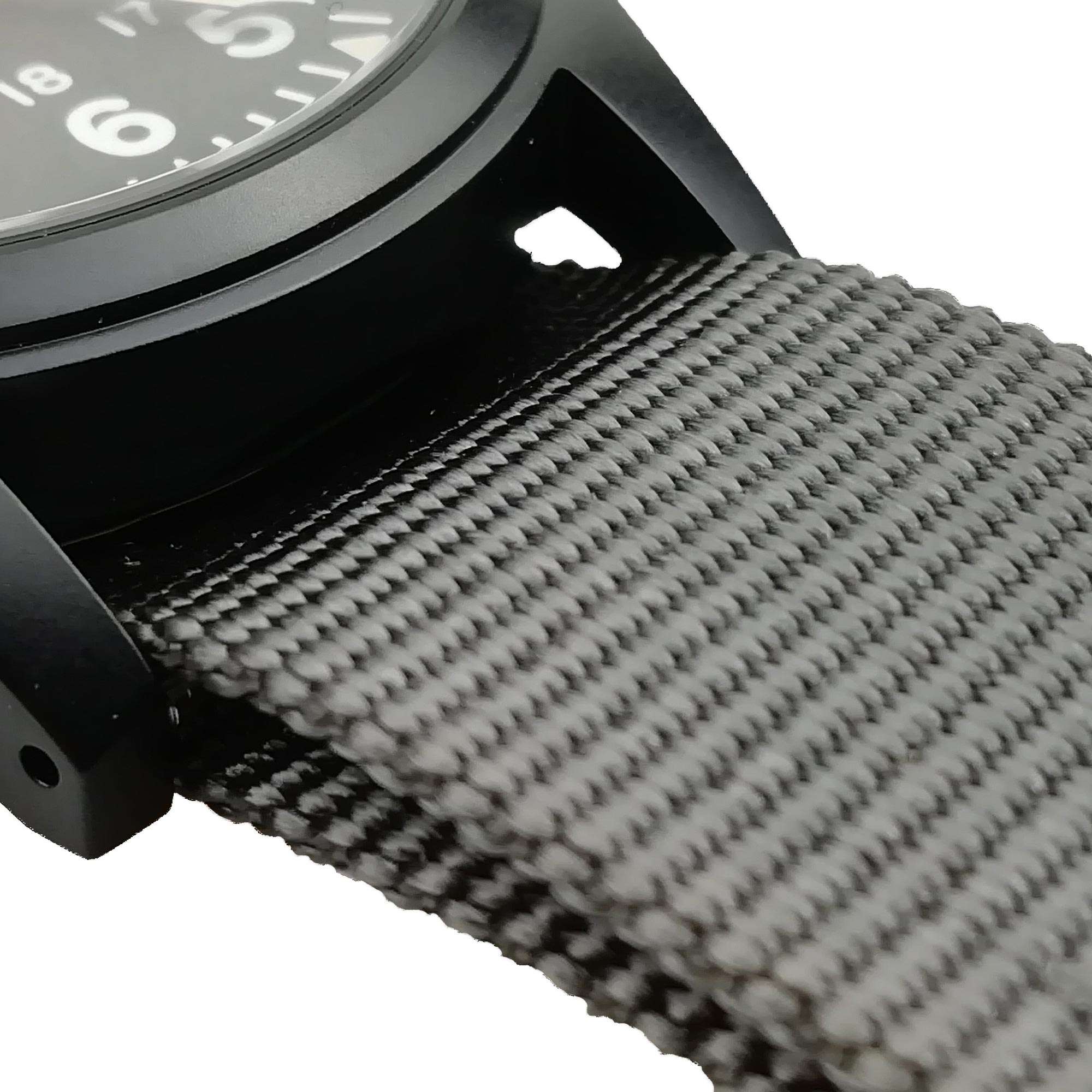 Hamilton Khaki Field H69409930 black NATO strap watch on white background