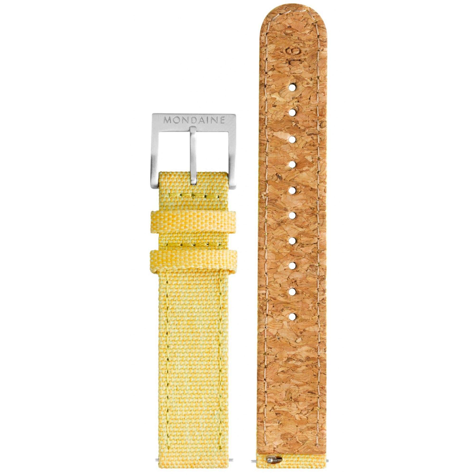 Mondaine Classic Quartz Weißes Zifferblatt Gelbes Recyceltes Textilarmband Damen Uhr A658.30323.17SBE