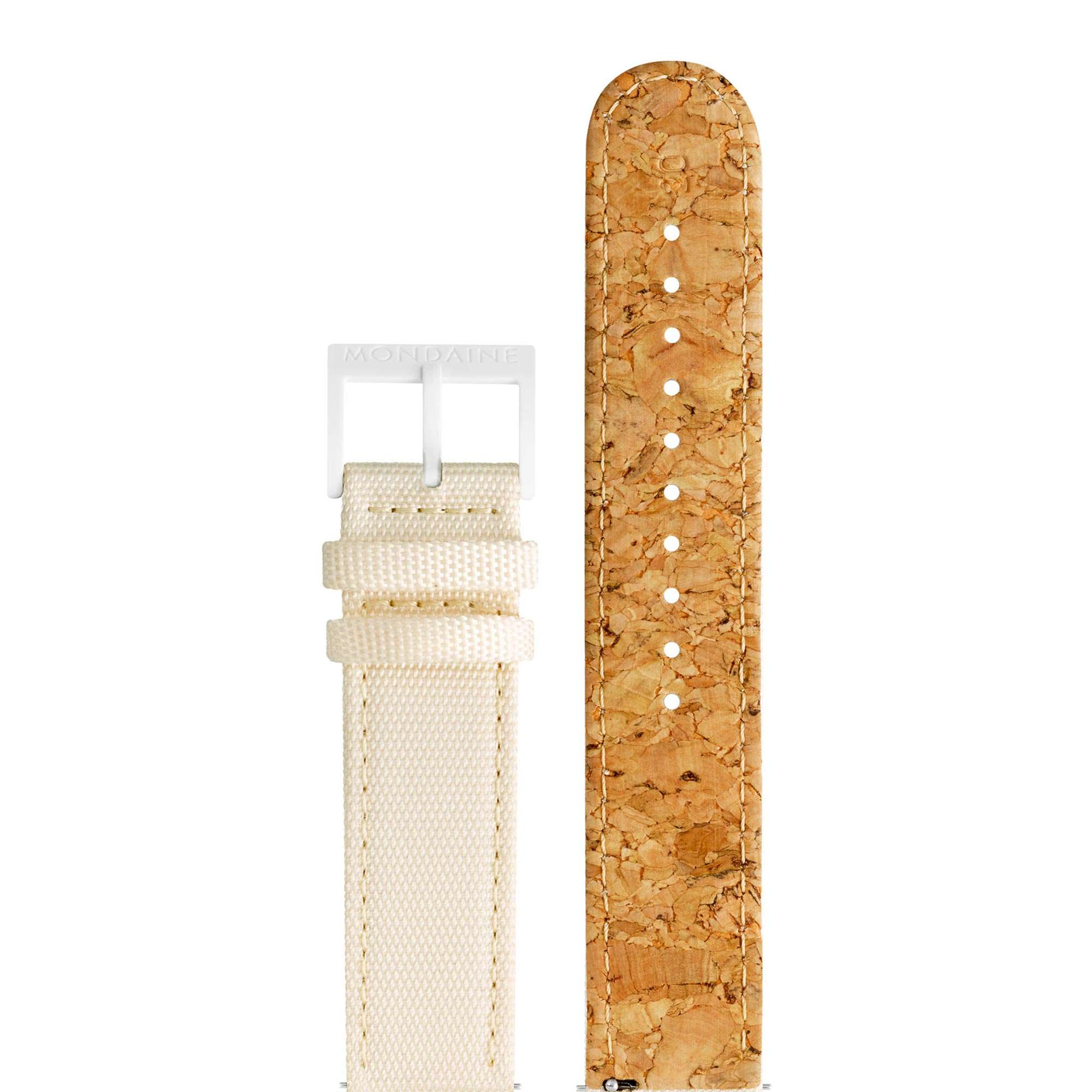 Mondaine Essence Sustainable Quartz White Dial Cream Textile Strap Watch MS1.41111.LT