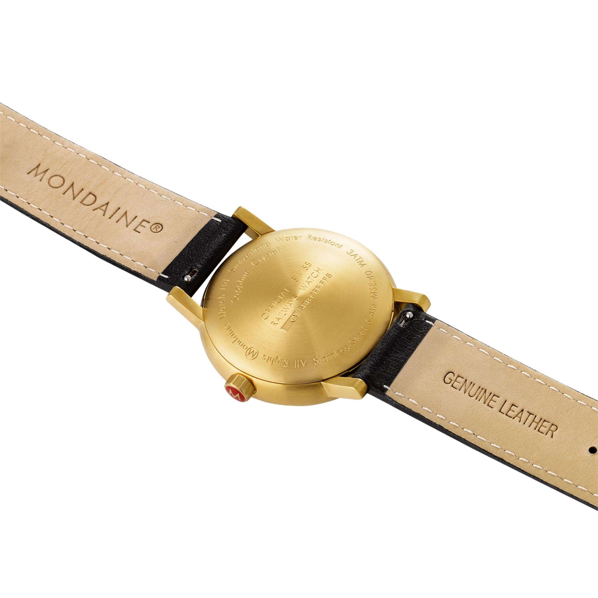 Mondaine Evo2 Quartz Black Dial Leather Strap Watch MSE.40122.LB