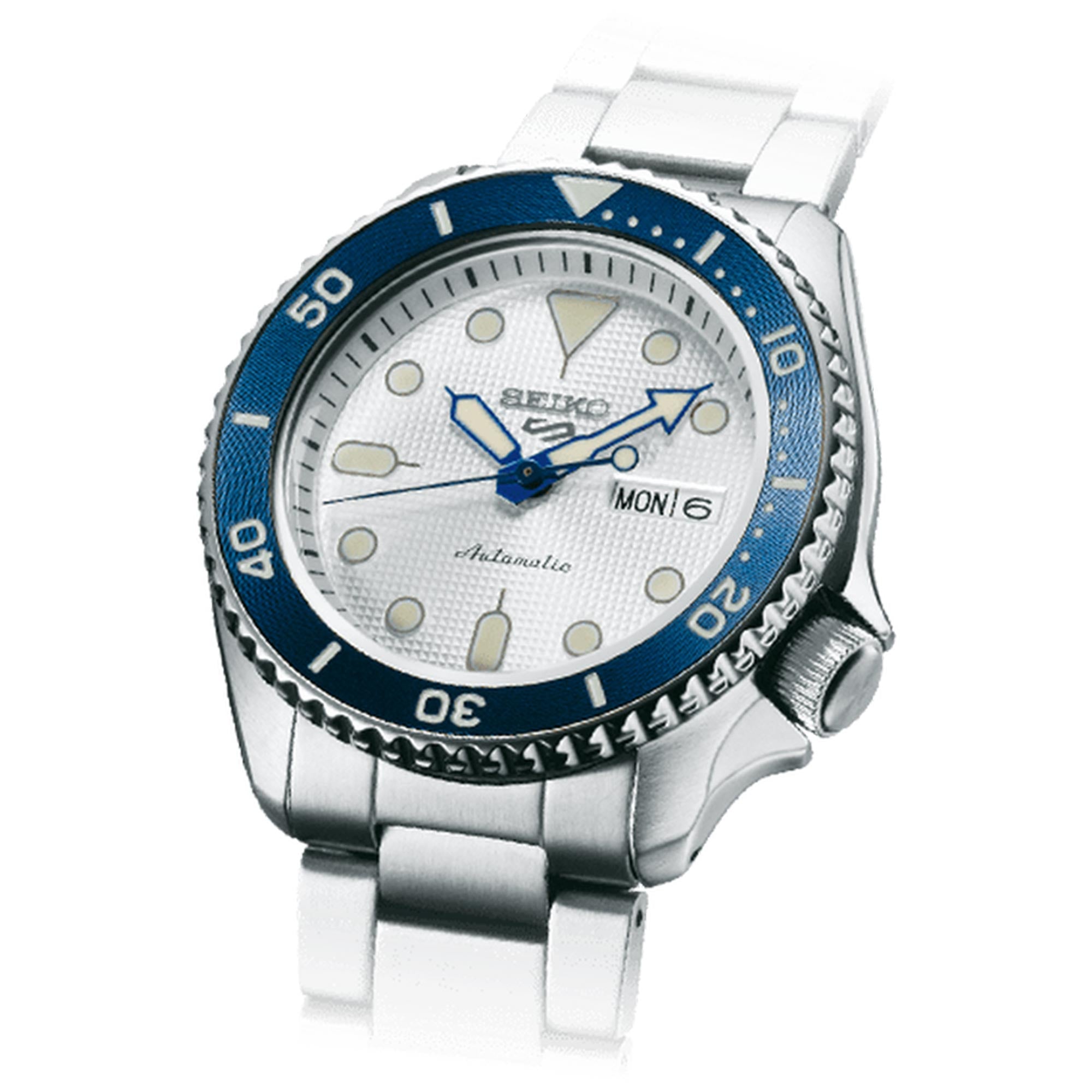 Seiko 5 Sports 140. Jubiläum Limitierte Auflage Automatik Weißes Zifferblatt Edelstahl Armband Herren Uhr SRPG47K1