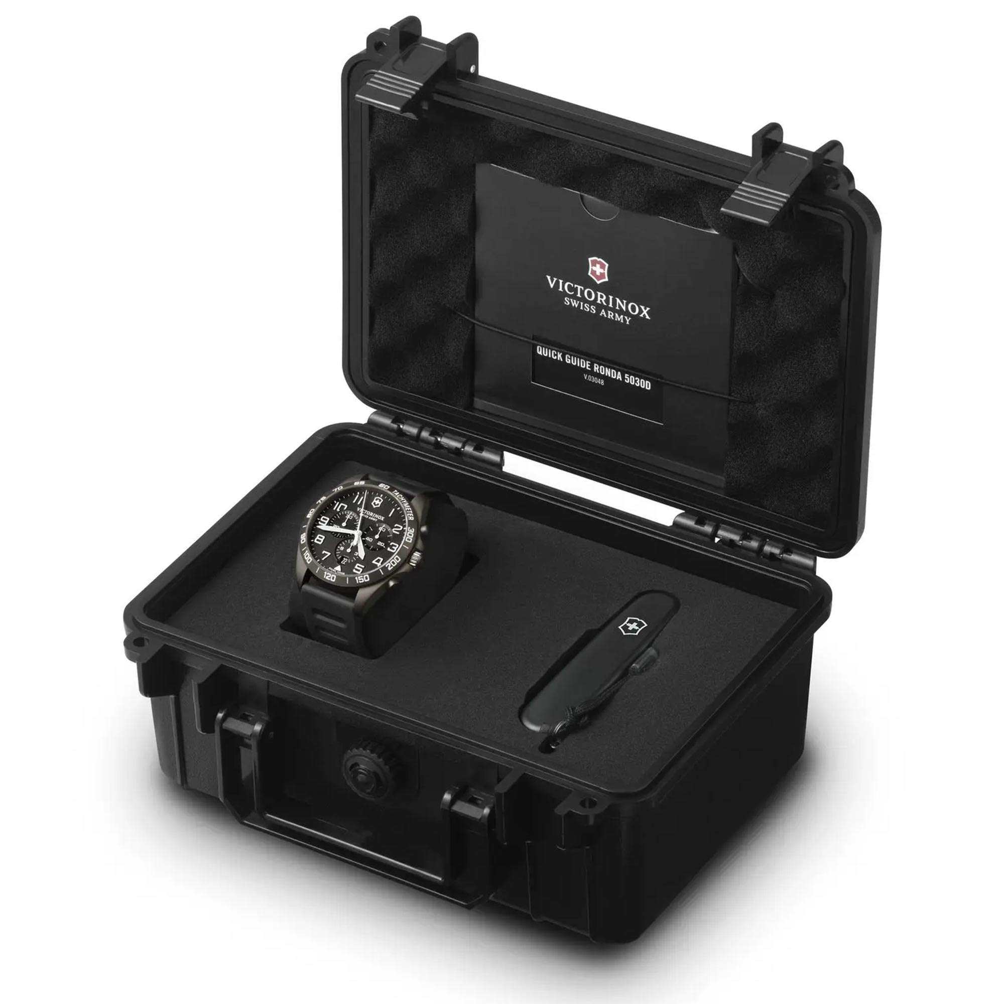 Victorinox Fieldforce 42mm Chronograph Schwarzes Zifferblatt Gummi Herren Quartz Uhr 241926.1