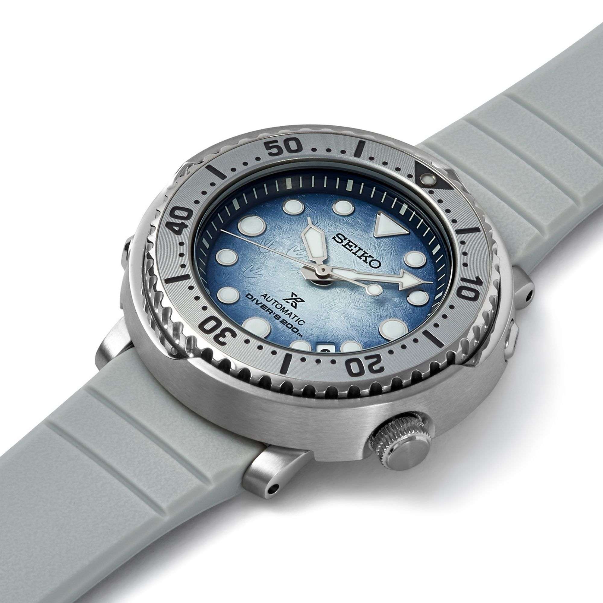 Seiko Prospex Antarctica Tuna Save the Ocean Automatik Blaues Zifferblatt Silikonarmband Herrenarmbanduhr SRPG59K1