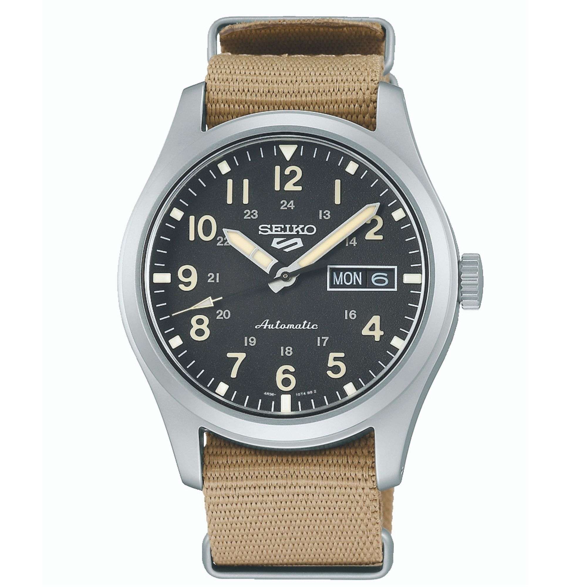 Seiko 5 Sports Automatic Movement Black Dial Nylon Bracelet Men’s Watch SRPG35K1