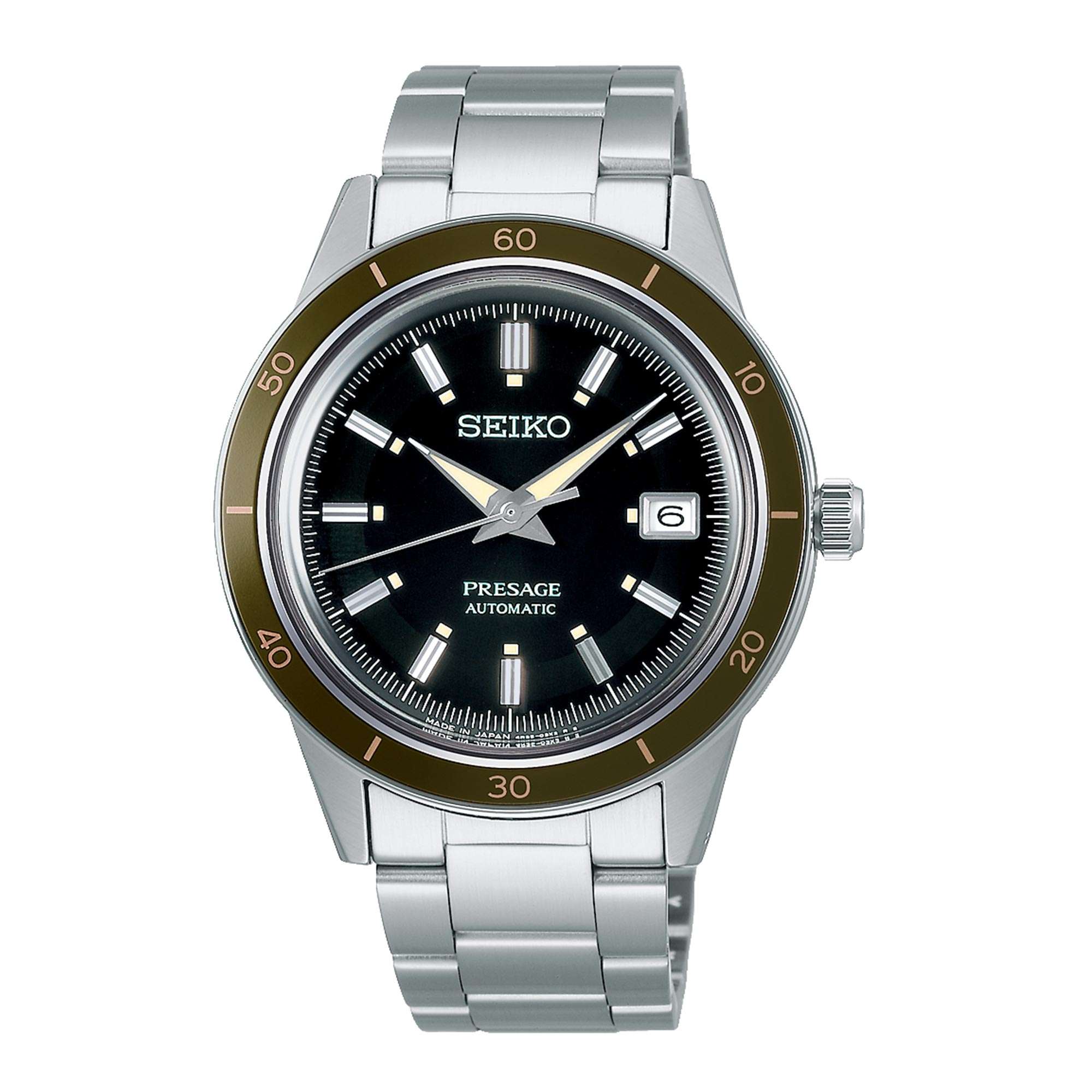 Seiko Presage Style 60's Automatic Black Dial Stainless Steel Bracelet Men's Watch SRPG07J1