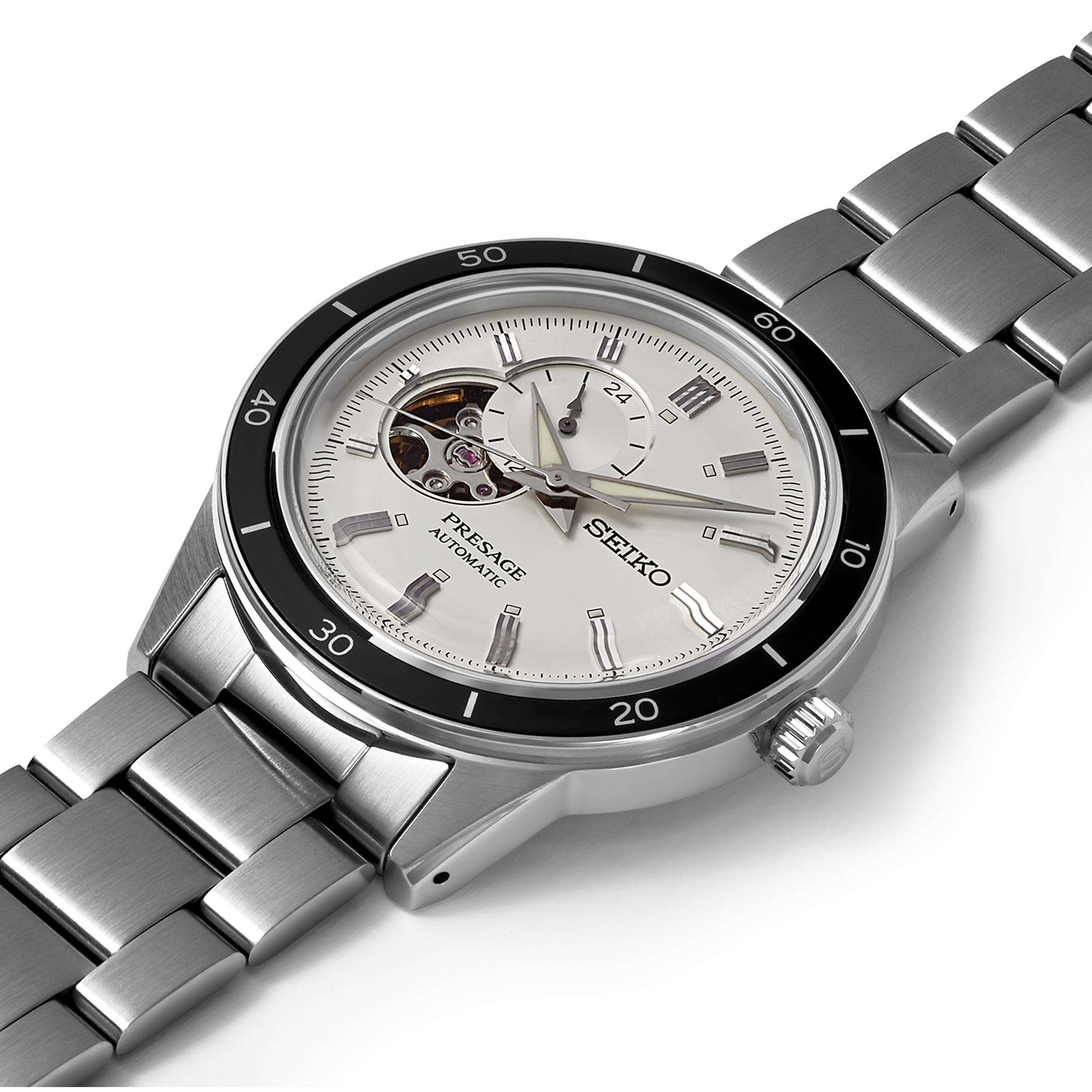 Seiko Presage Style 60's Automatik Silbernes Zifferblatt Edelstahlarmband Herren Uhr SSA423J1