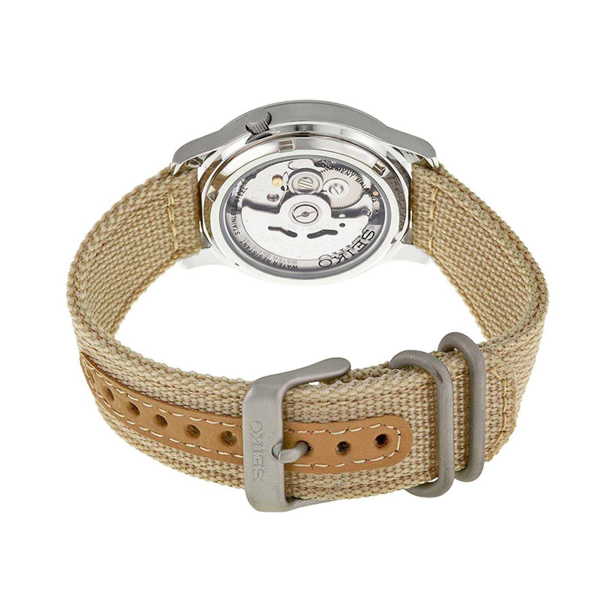 Seiko 5 Automatische Beiges Zifferblatt Beiges NATO-Stil Armband Herrenarmbanduhr SNK803K2