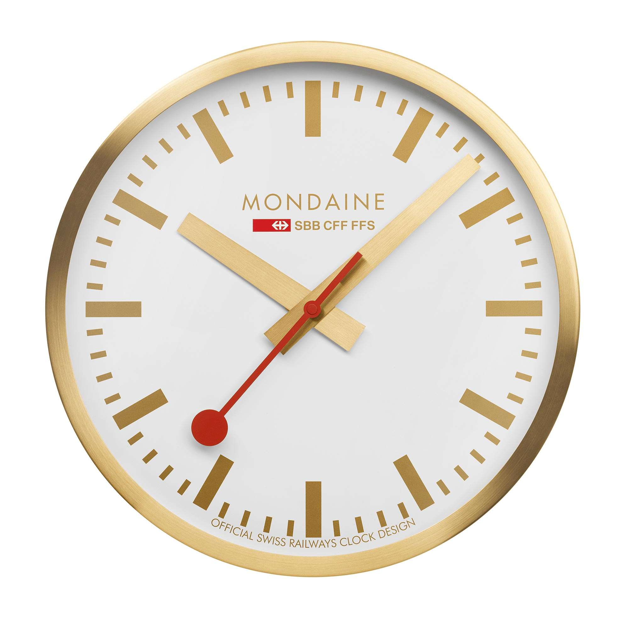 Mondaine Wall Clock 25mm White Dial Gold Case A990.CLOCK.18SBG