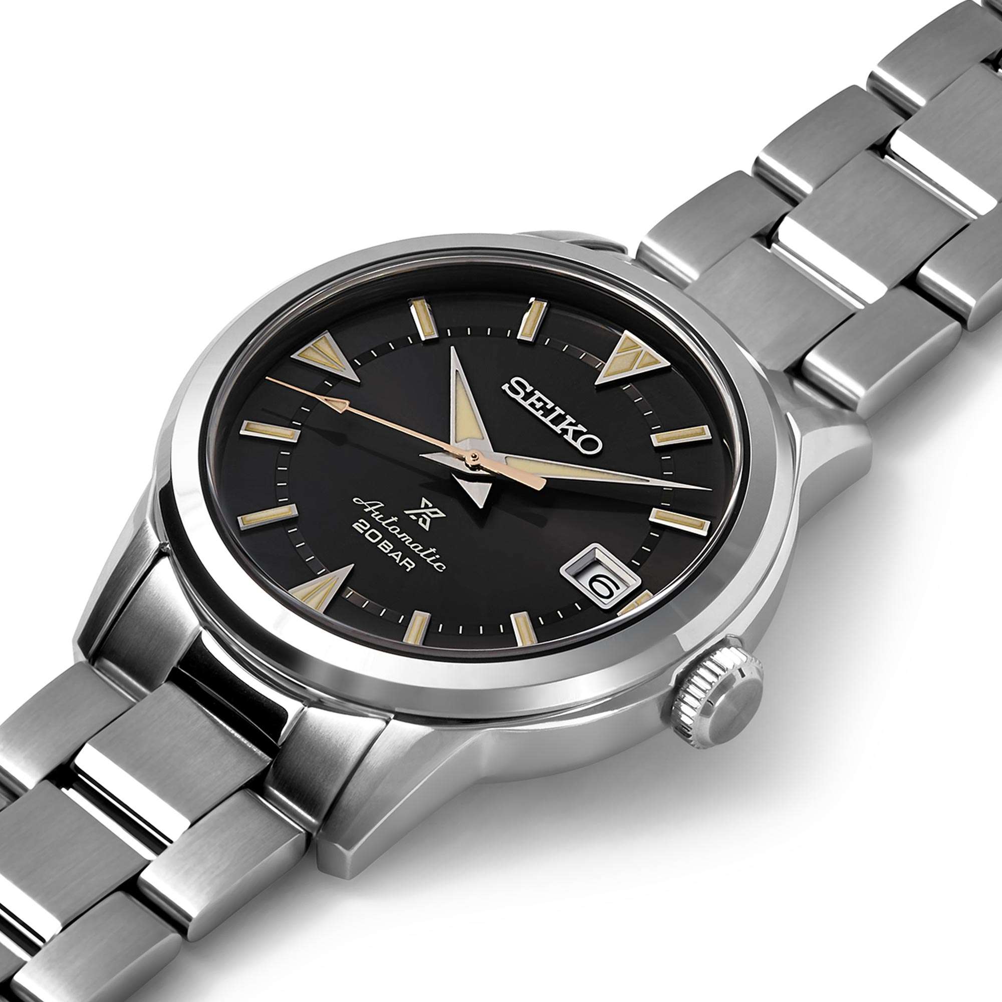Seiko Prospex 1959 Alpinist Automatik Schwarzes Zifferblatt Edelstahl Armband Herren Uhr SPB243J1