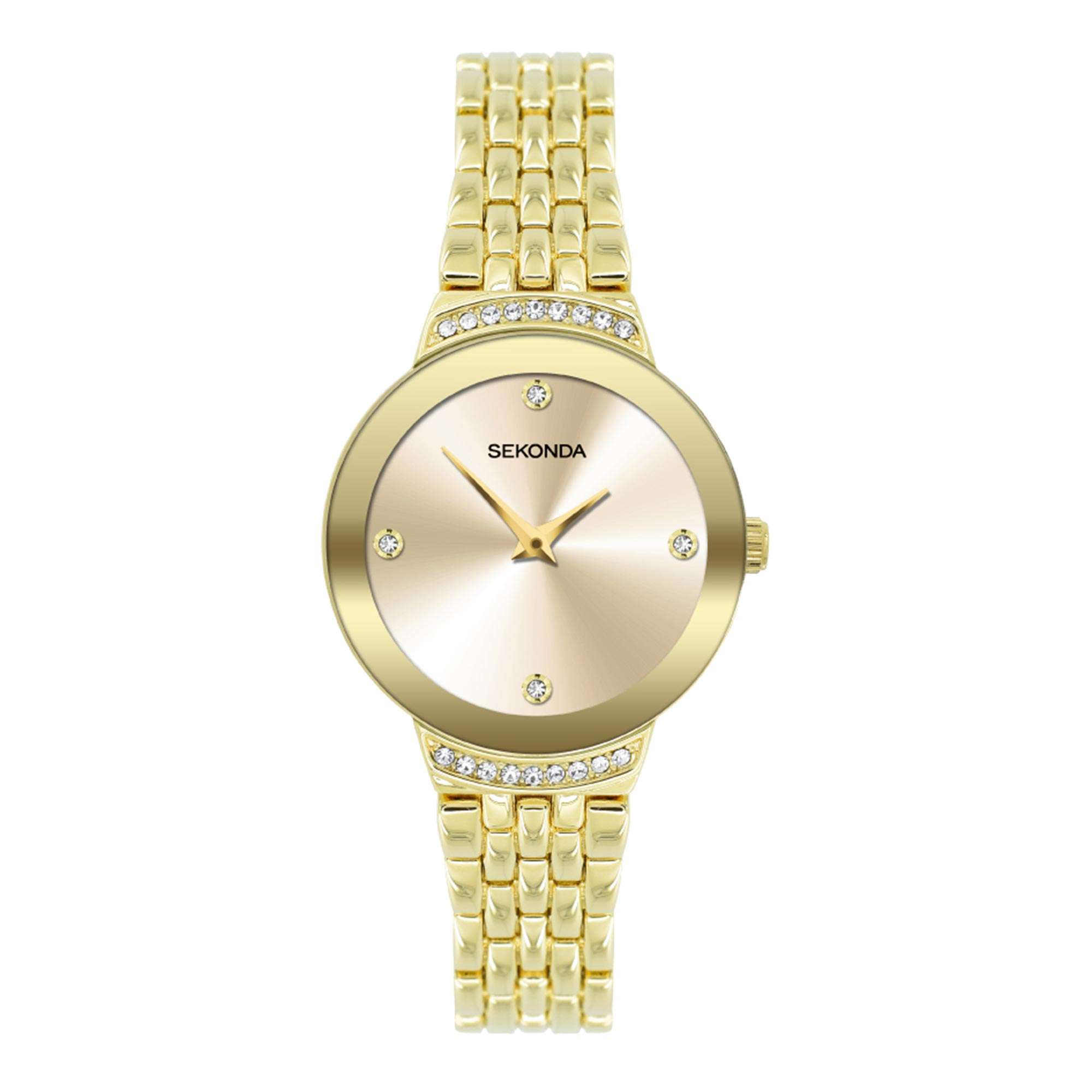 Sekonda Quarz Champagner Zifferblatt Gold PVD Armband Damen Uhr 40056