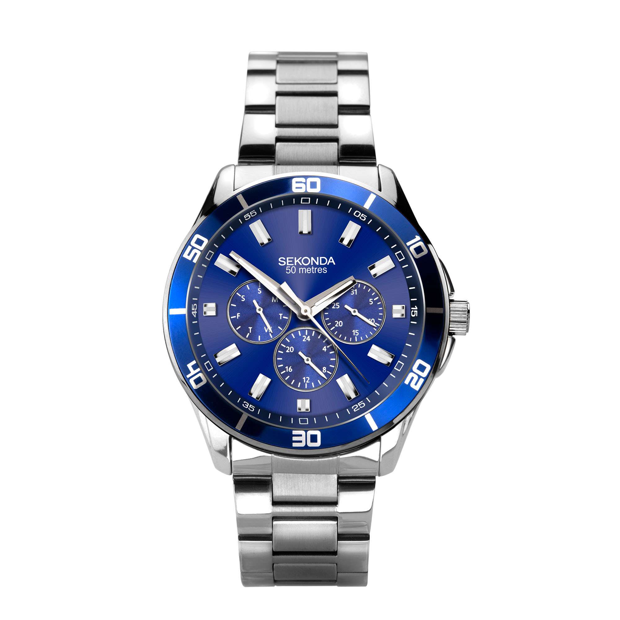 Sekonda Sports Quartz Blaues Zifferblatt Edelstahlarmband Herrenarmbanduhr 1779