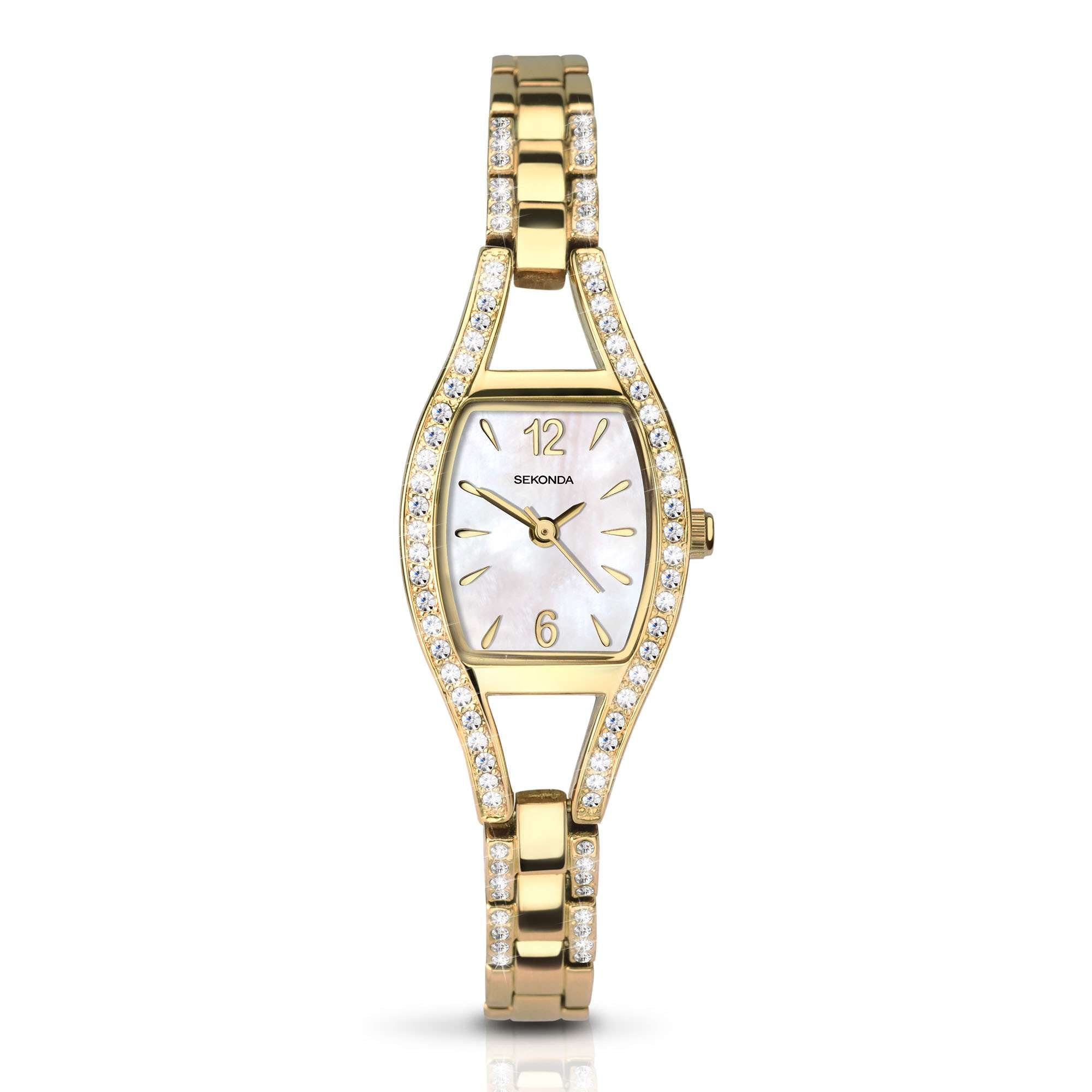 Sekonda Quartz Perlmutt Zifferblatt Gold PVD Edelstahlarmband Damenarmbanduhr - 2392