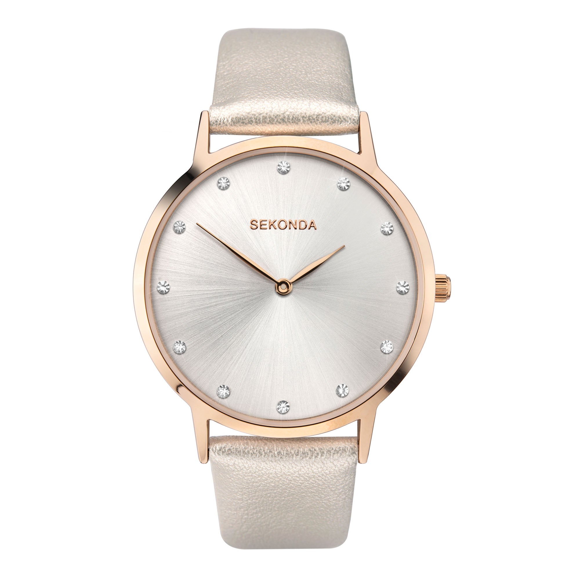 Sekonda Quarz Silbernes Zifferblatt Silbernes Lederarmband Damen Uhr 2939