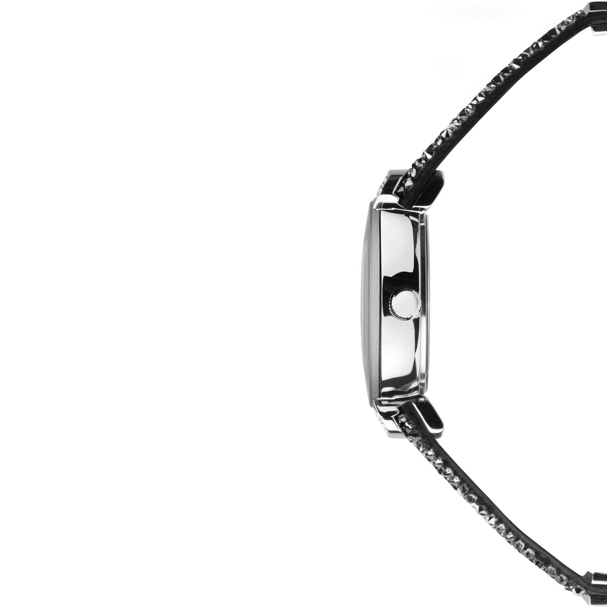 Seksy Rocks Quarz Graues Zifferblatt Silbernes Messing Armband Damen Uhr 2718