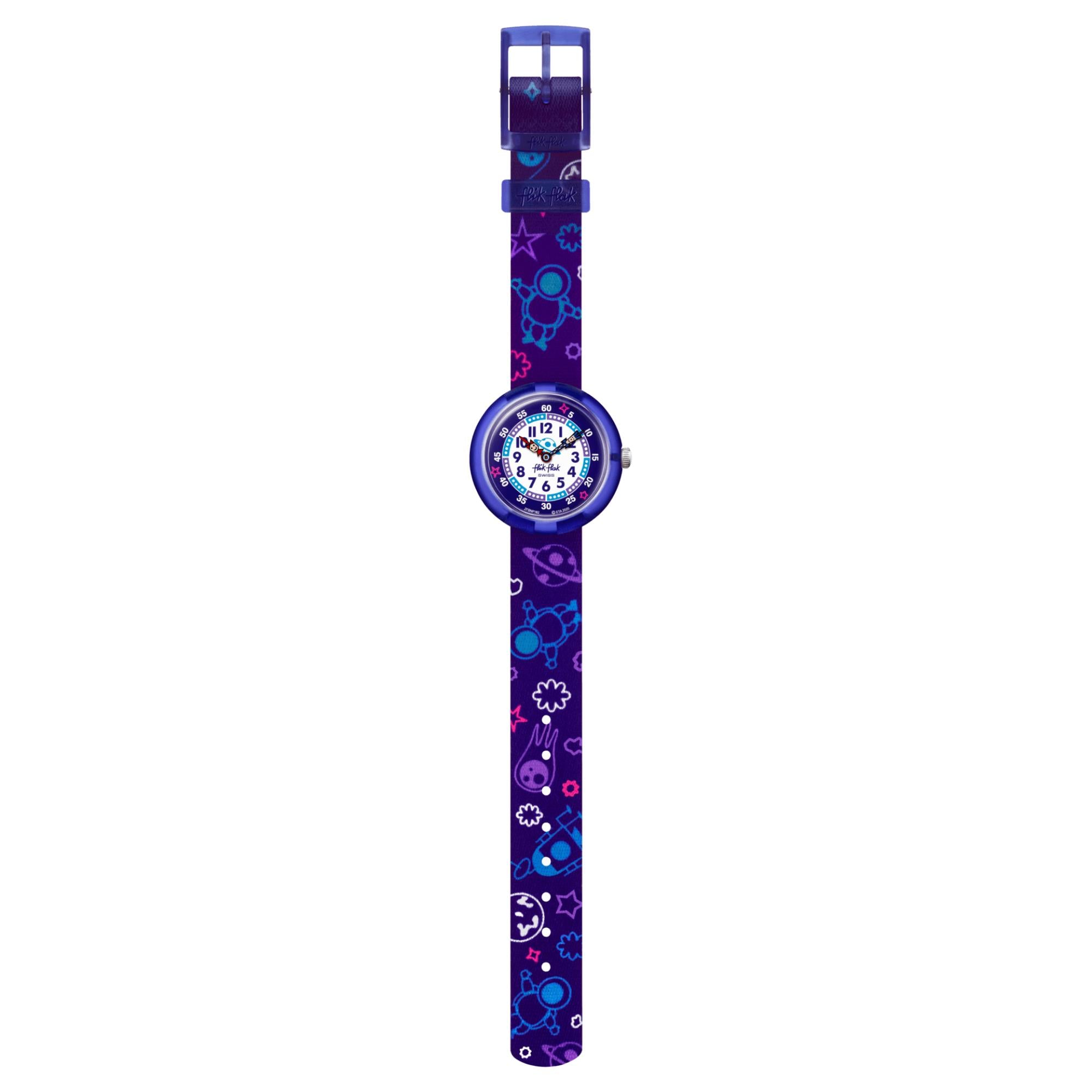 Flik Flak Plan It Two Tone Dial Purple Textile Strap Children’s Watch FBNP182