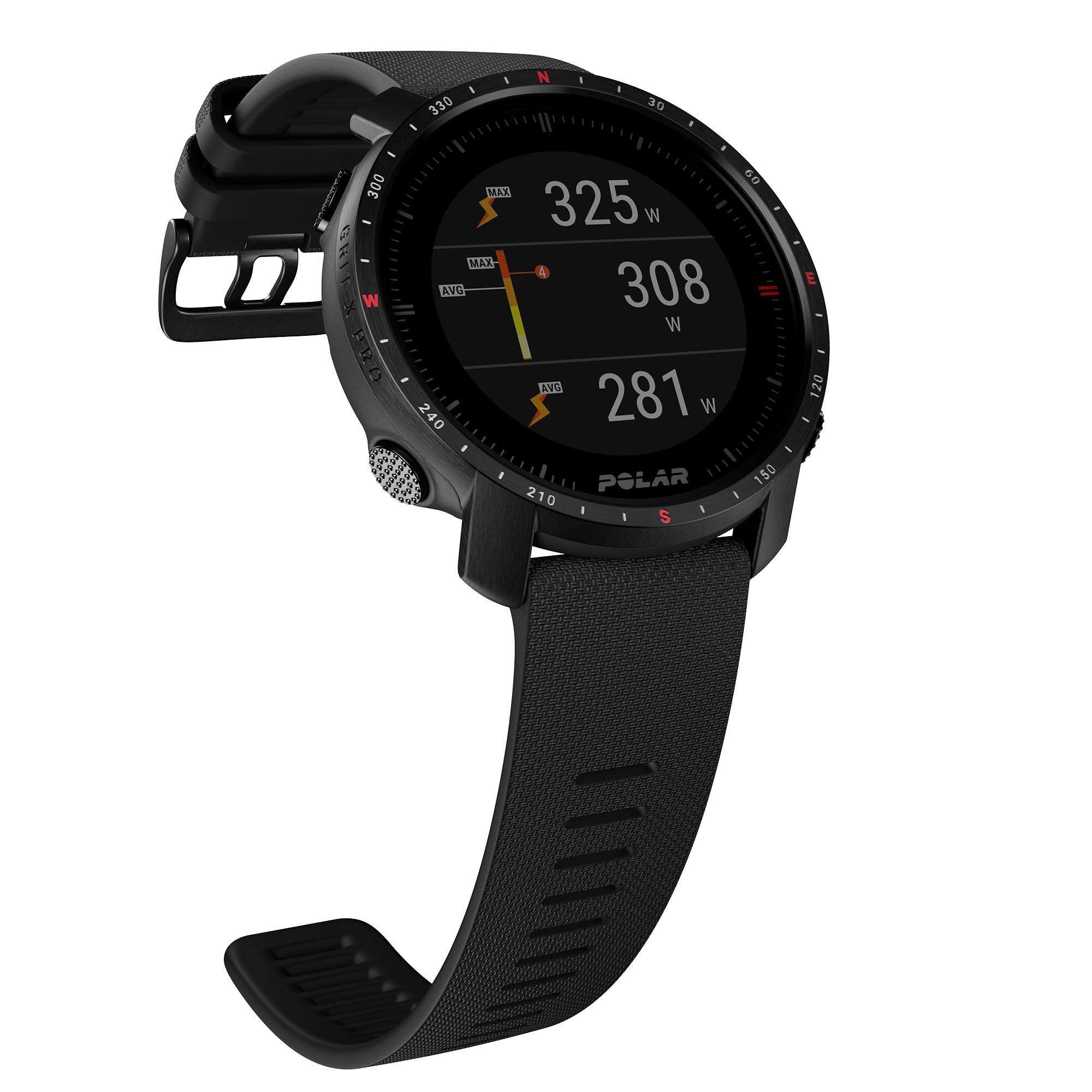 Polar Grit X Pro Black DLC Quartz Black Dial Rubber Strap Watch 90085773