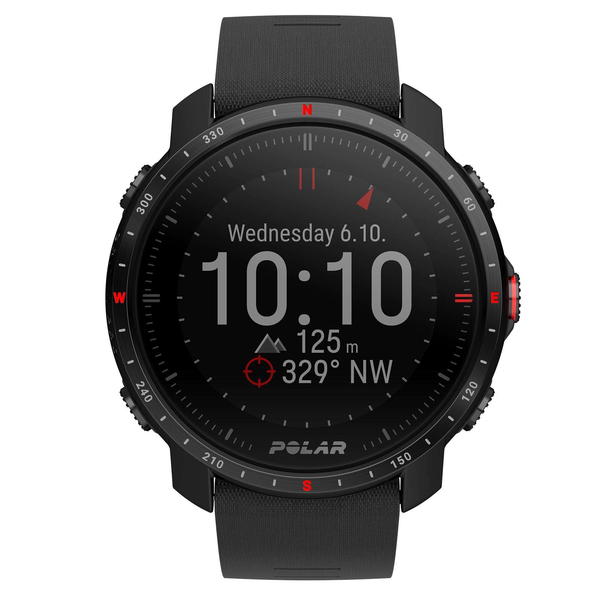 Polar Grit X Pro Black DLC Quartz Black Dial Rubber Strap Watch 90085773