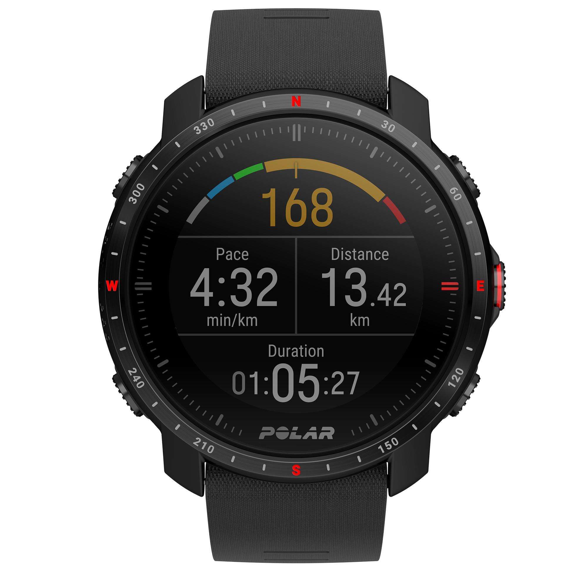 Polar Grit X Pro Black DLC Quartz Black Dial Rubber Strap Watch 90085773