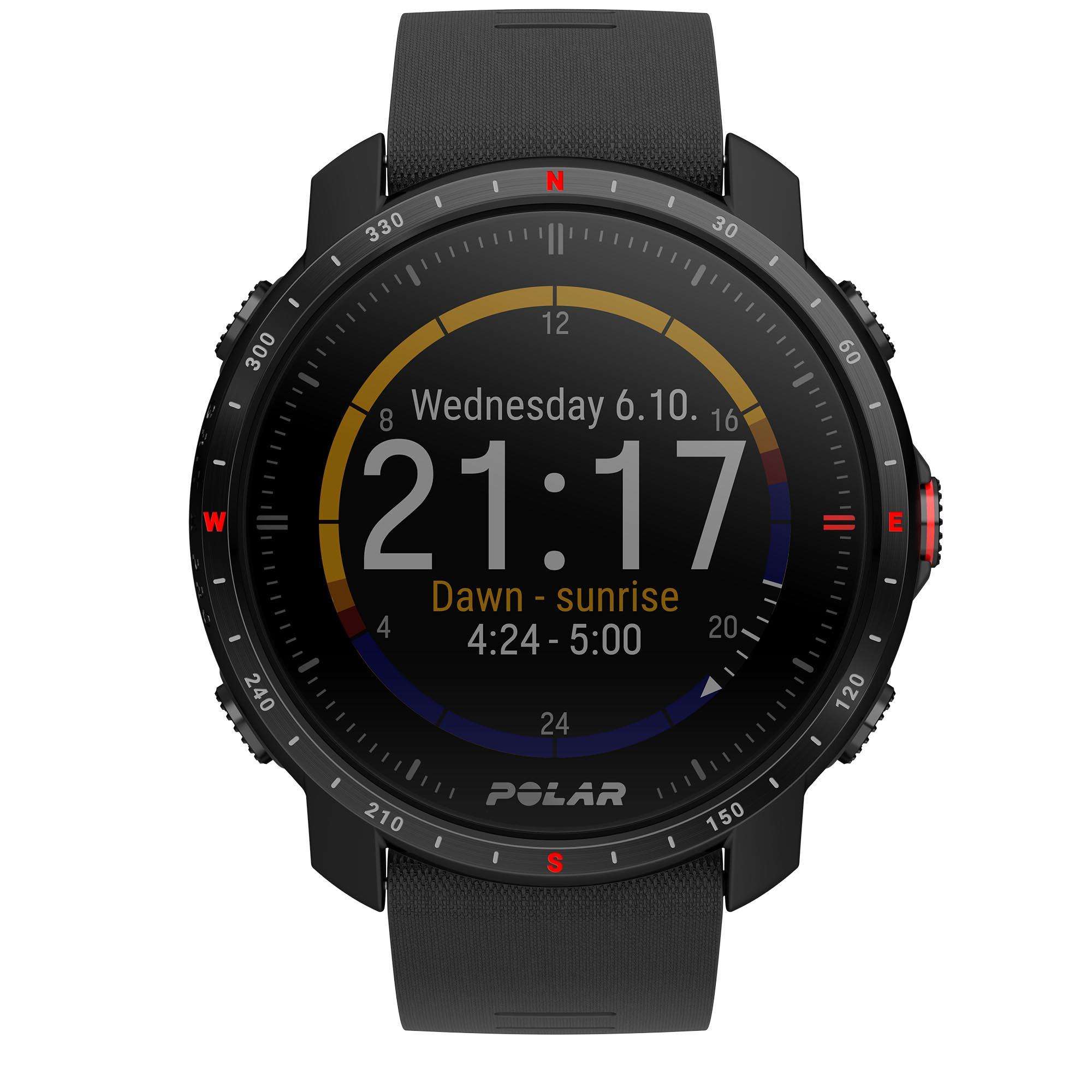 Polar Grit X Pro Black DLC Quartz Black Dial Rubber Strap Watch 90085773