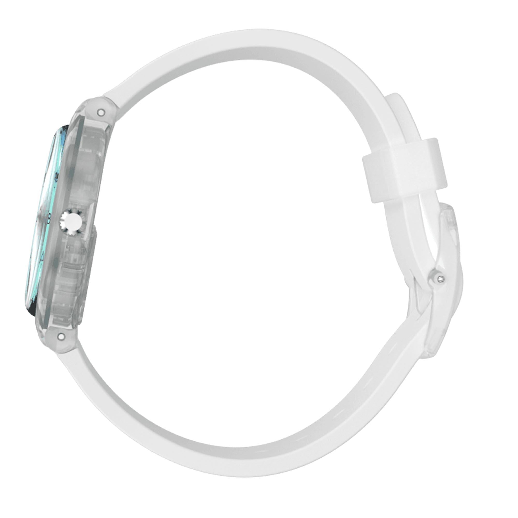 Swatch Original Gent Quarz Uhr mit weißem Zifferblatt und Silikonarmband GE713
