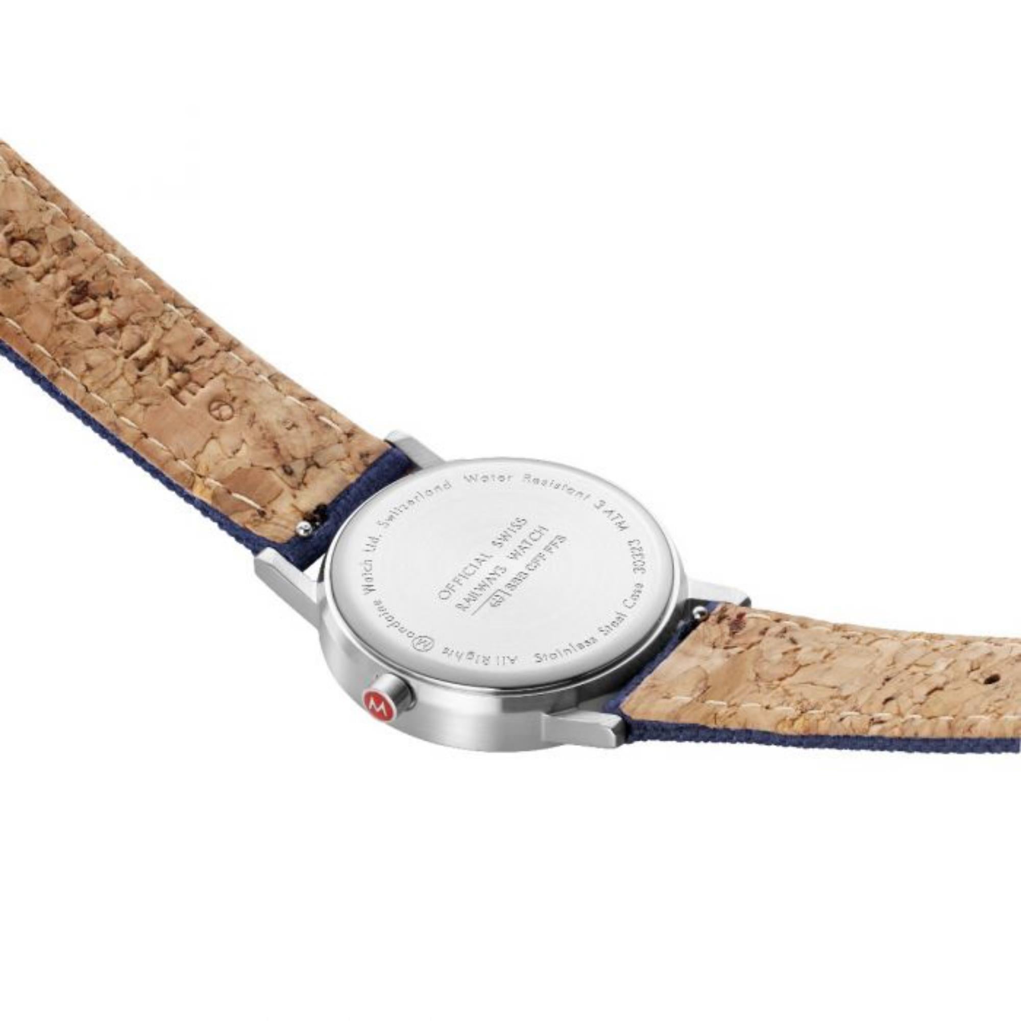 Mondaine Classic Quartz White Dial Blue Textile Strap Ladies Watch A658.30323.17SBD1