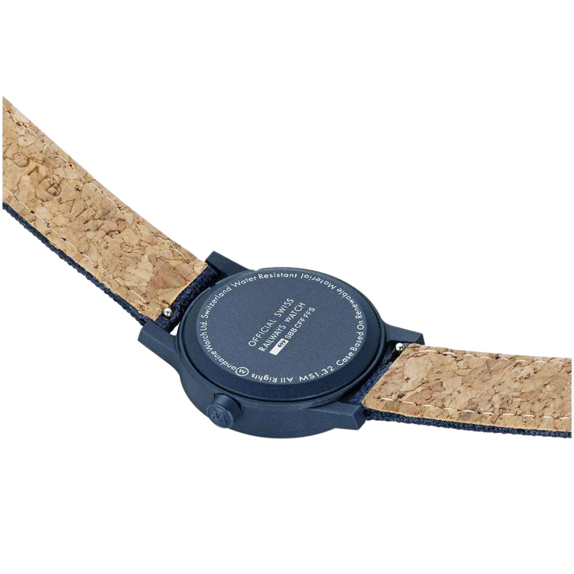 Mondaine Essence Quartz Blue Dial Textile Strap Ladies Watch MS1.32140.LD