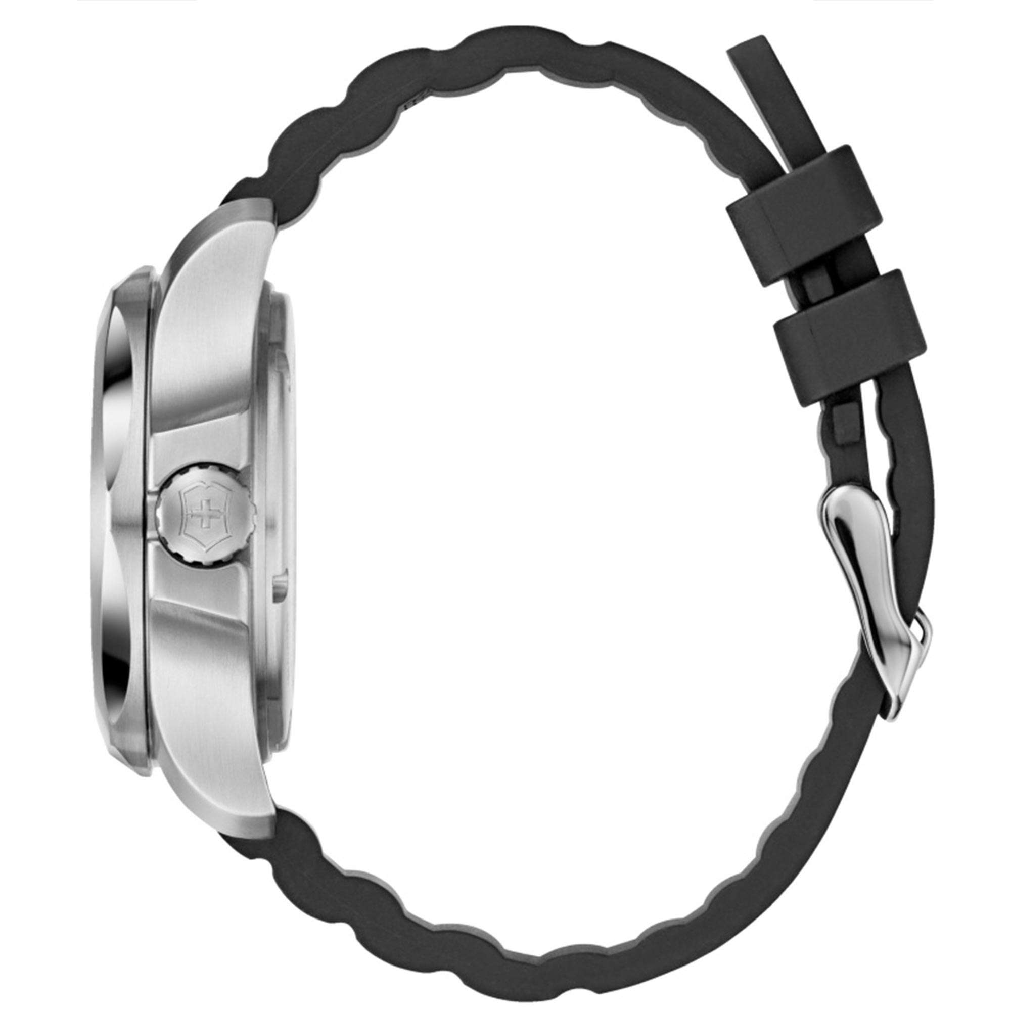 Victorinox I.N.O.X V Schwarzes Gummi Silbernes Edelstahl Quarz Damen Uhr 241768