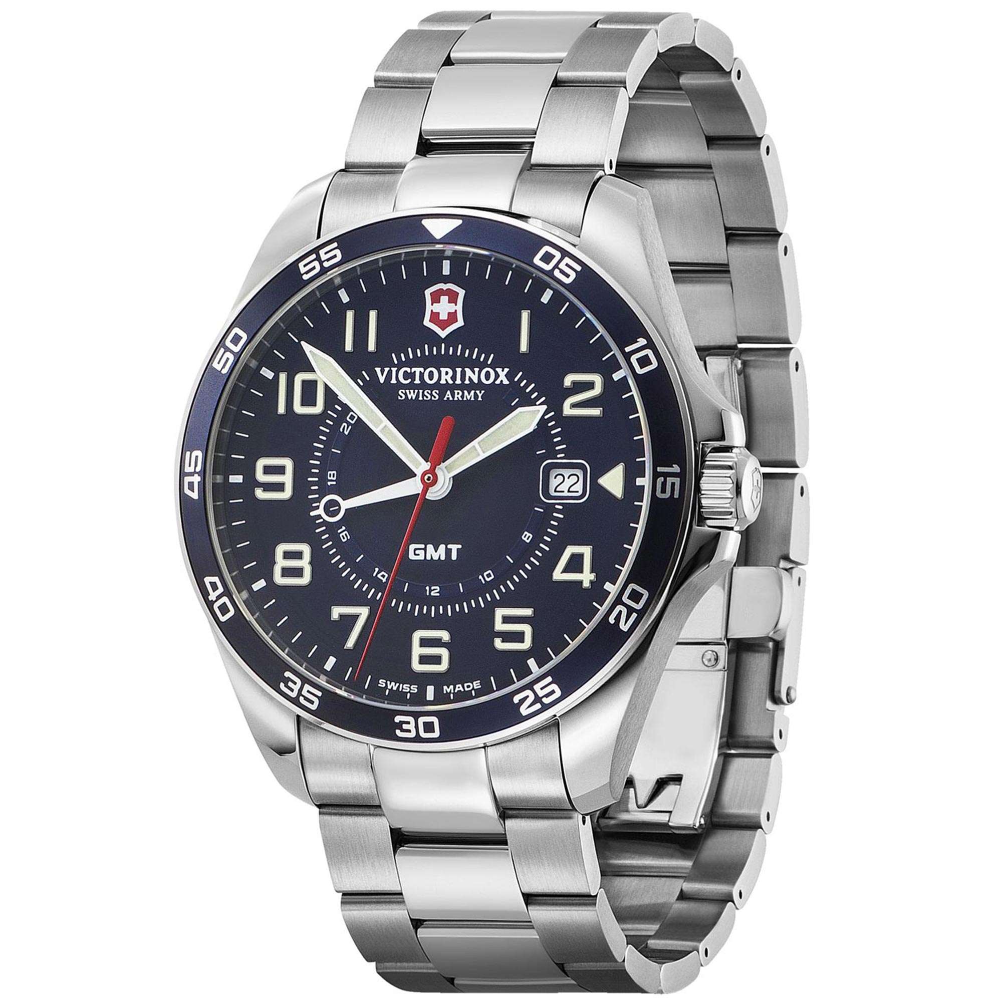 Victorinox Field Force 42mm Blaues Zifferblatt Stahl Herren Quarz Uhr 241896