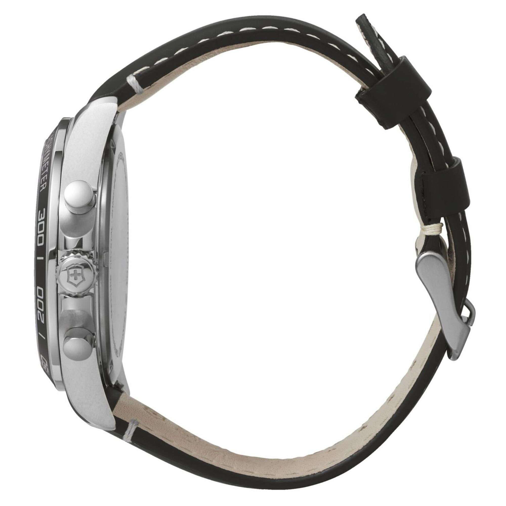 Victorinox Swiss Army Fieldforce Chronograph Weißes Zifferblatt Armband aus schwarzem Leder Herren Uhr 241853