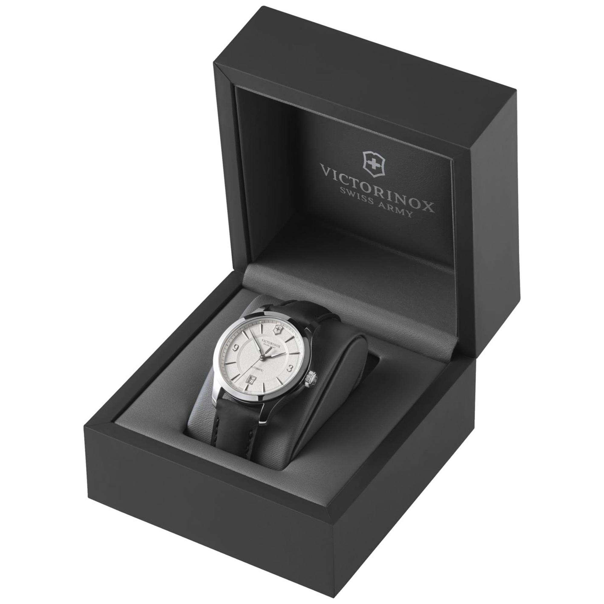 Victorinox Alliance Mechanisch Weißes Zifferblatt Schwarzes Lederarmband Herrenuhr 241871