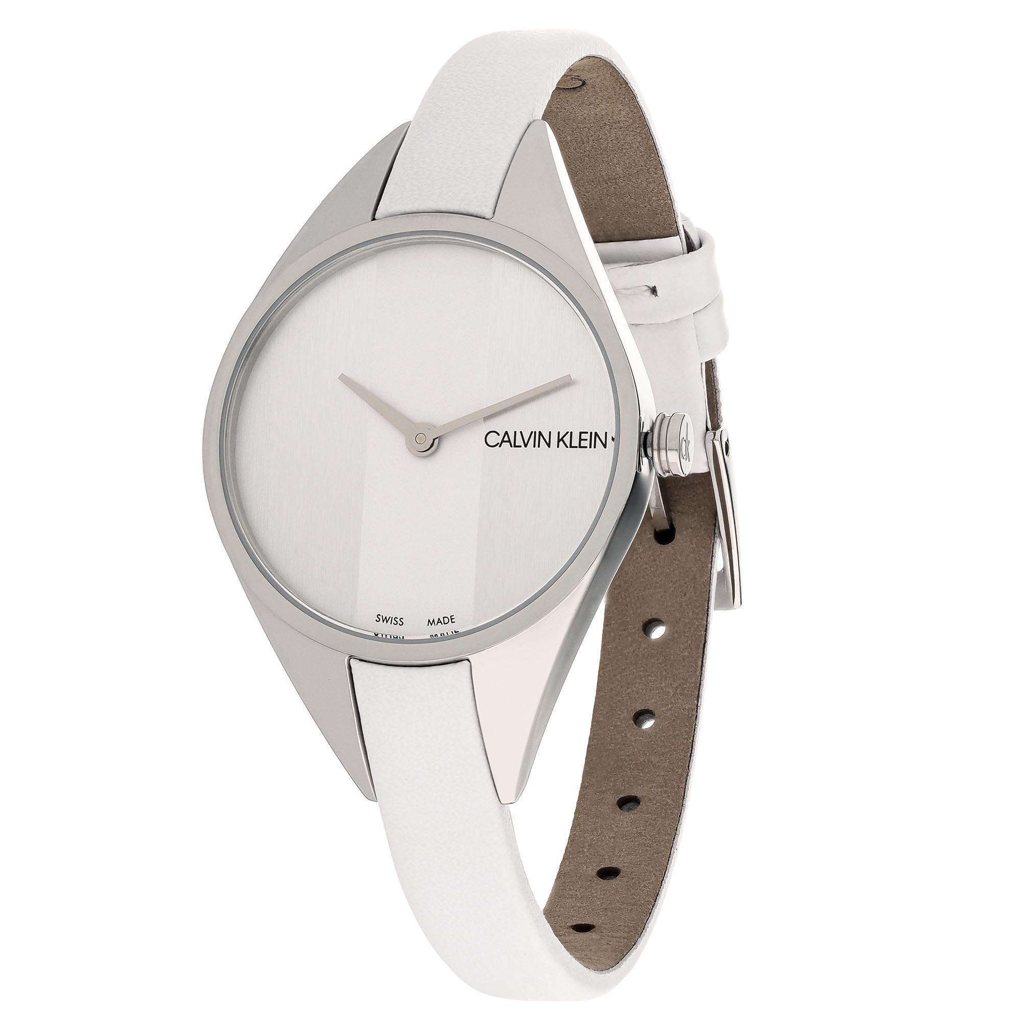 Calvin Klein Wavy Quarz Silbernes Zifferblatt Edelstahlarmband Damen Uhr K8P231L6