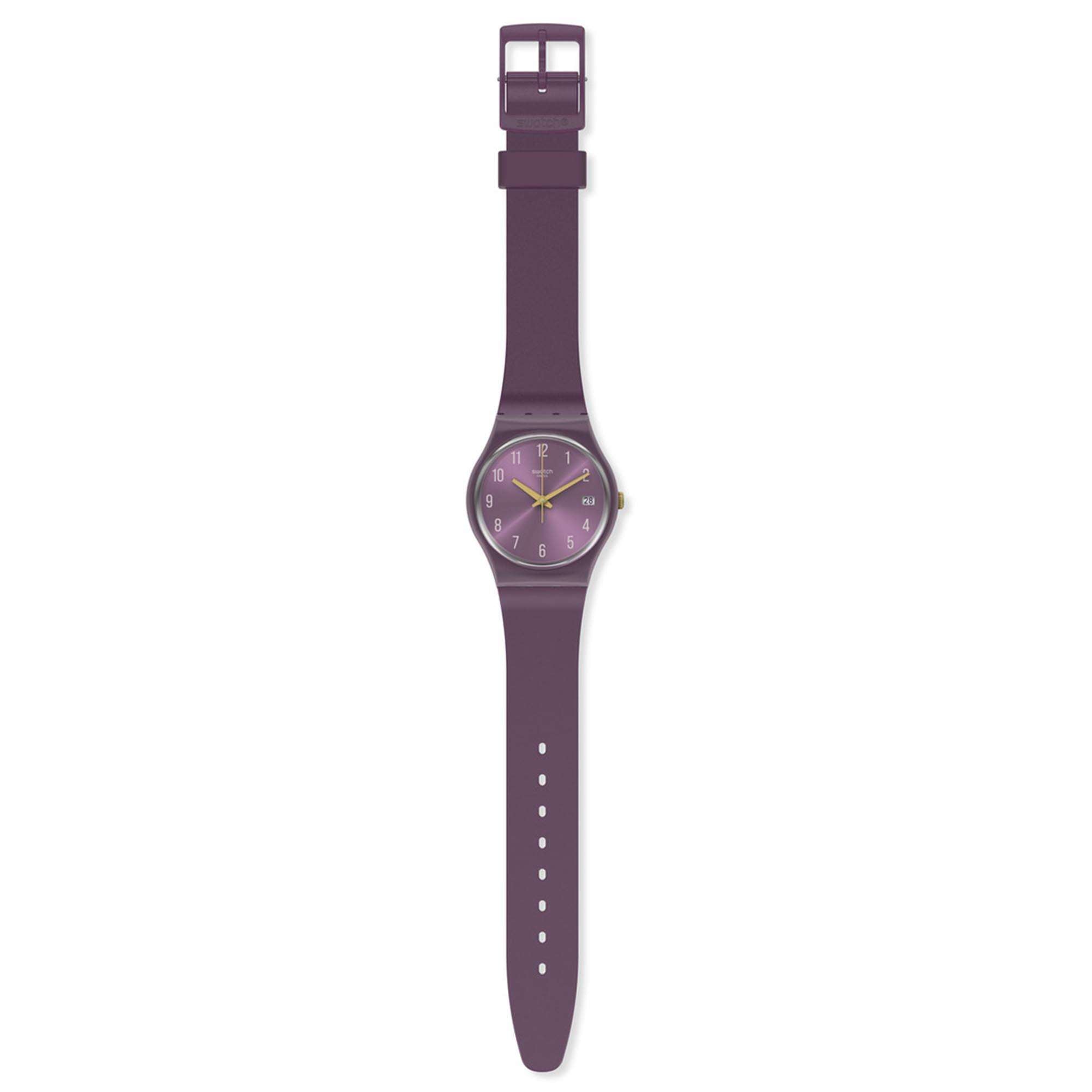 Swatch Gent Pearlypurple Quartz Purple Dial Purple Silicone Strap Watch GV403