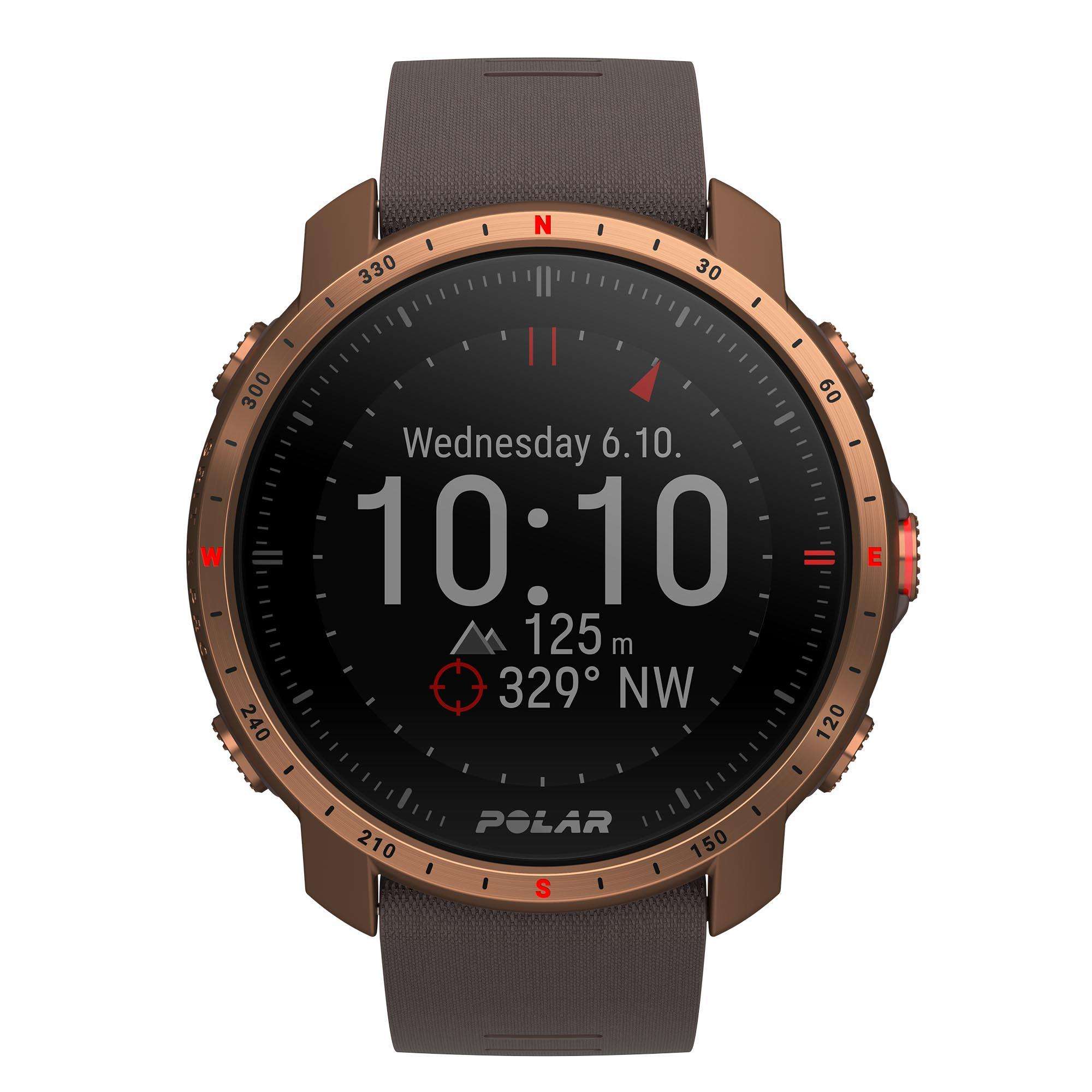 Polar Grit X Pro Nordic Copper Quartz Black Dial Brown Synthetic Rubber Strap Mens Watch 90085775