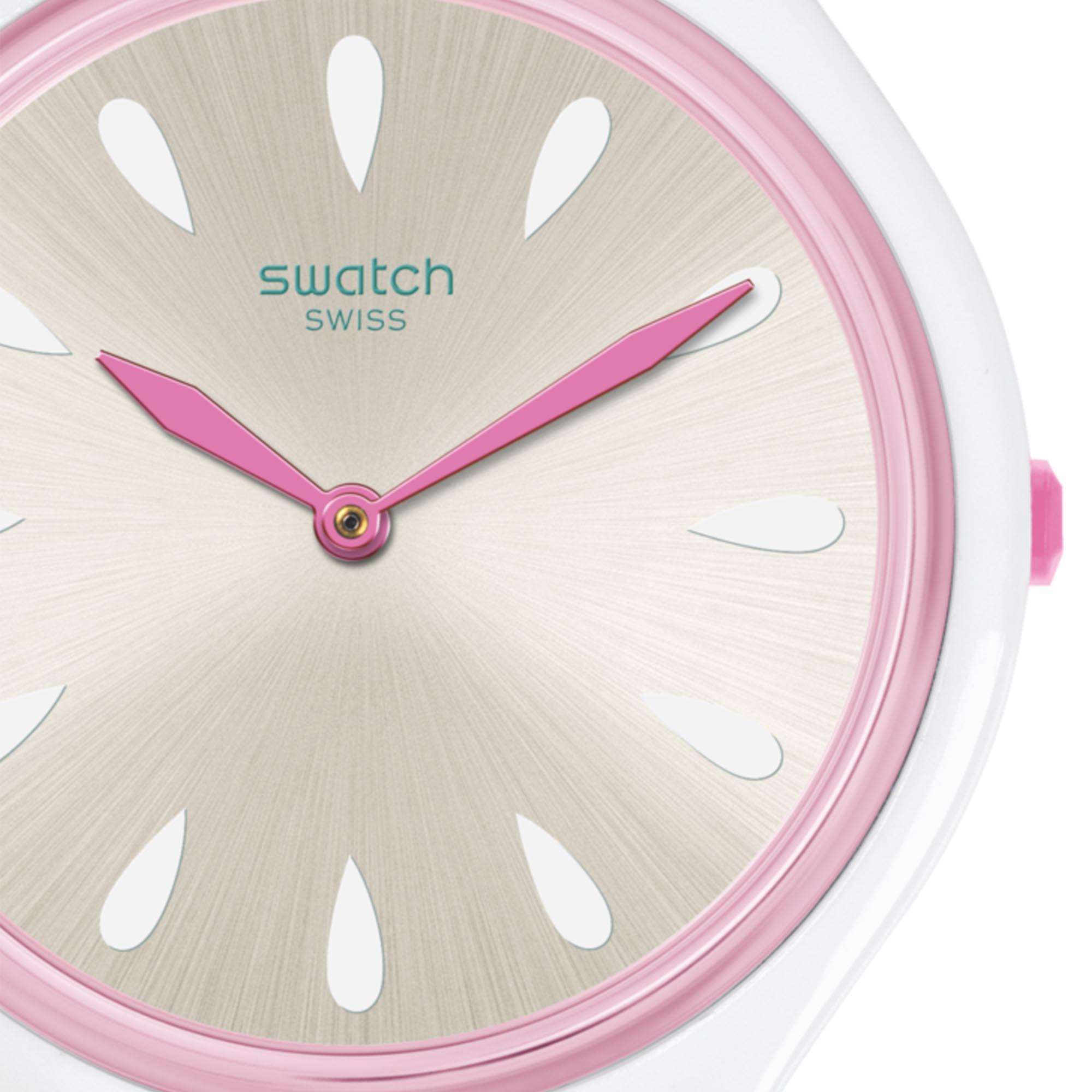Swatch Skinpivoine Pinkes Zifferblatt Damen Uhr SVOZ100