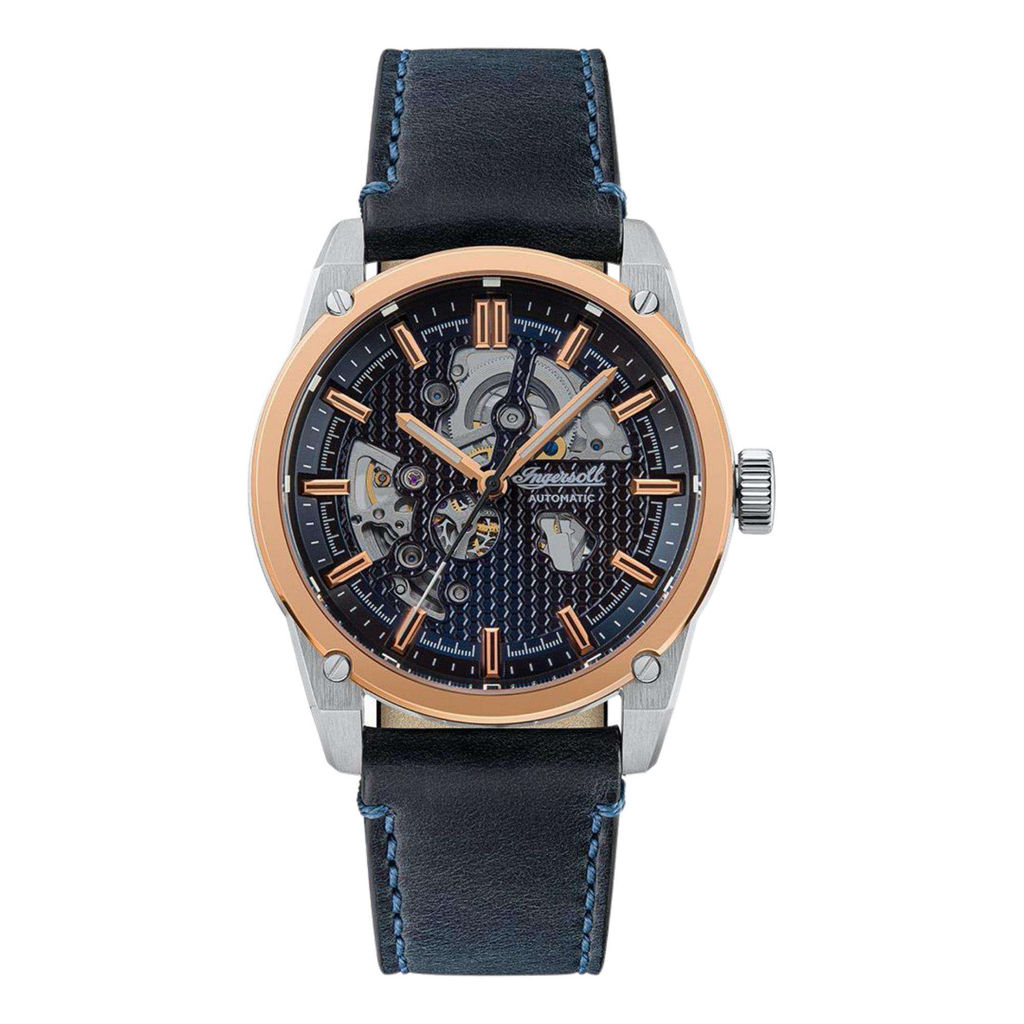 Ingersoll ‘The Carroll’ Blaue Zifferblatt Lederarmband Herren Uhr I11602