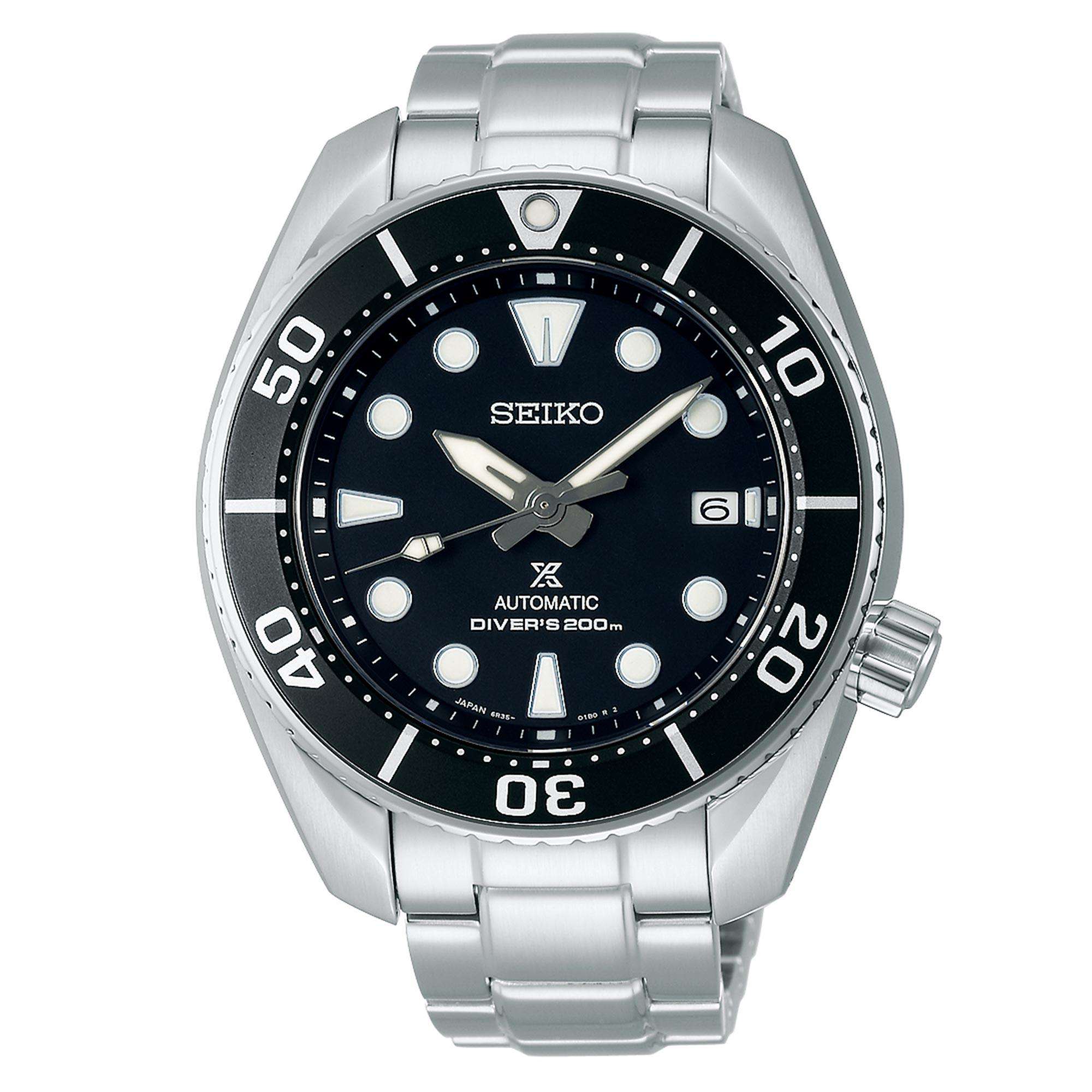 Seiko Prospex 'Sumo' Silber Automatik Schwarzes Zifferblatt Edelstahl Herren Uhr SPB101J1